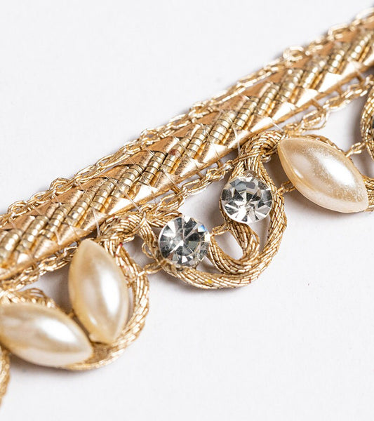 Shimmering Pearl Zari Lace Silver