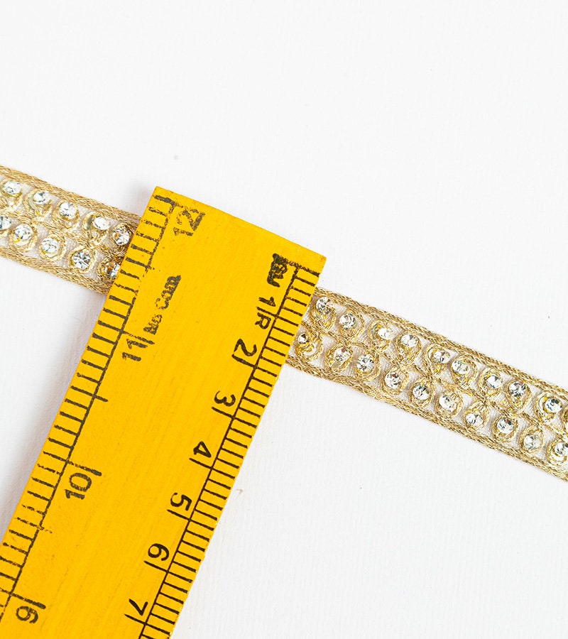 Pearl Embellished Ribbon On Tulle Fabric Gold Thread Decorative Ribbon Lace