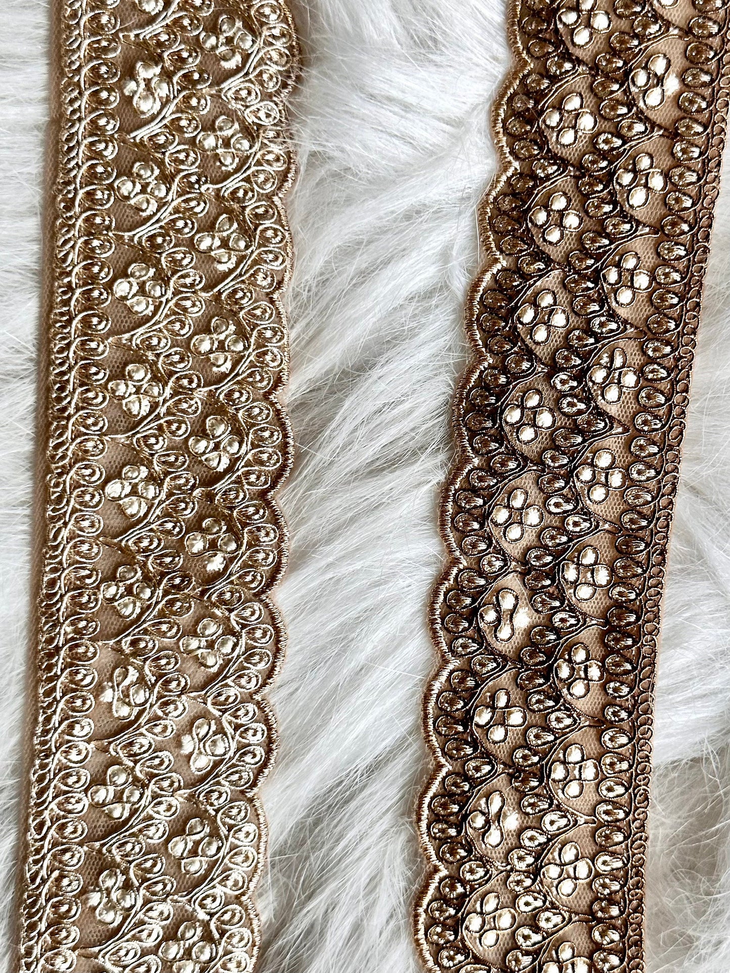 Zari Embroidered Threadwork dabka antique and gold Indian trim Tradition Indian Handwork