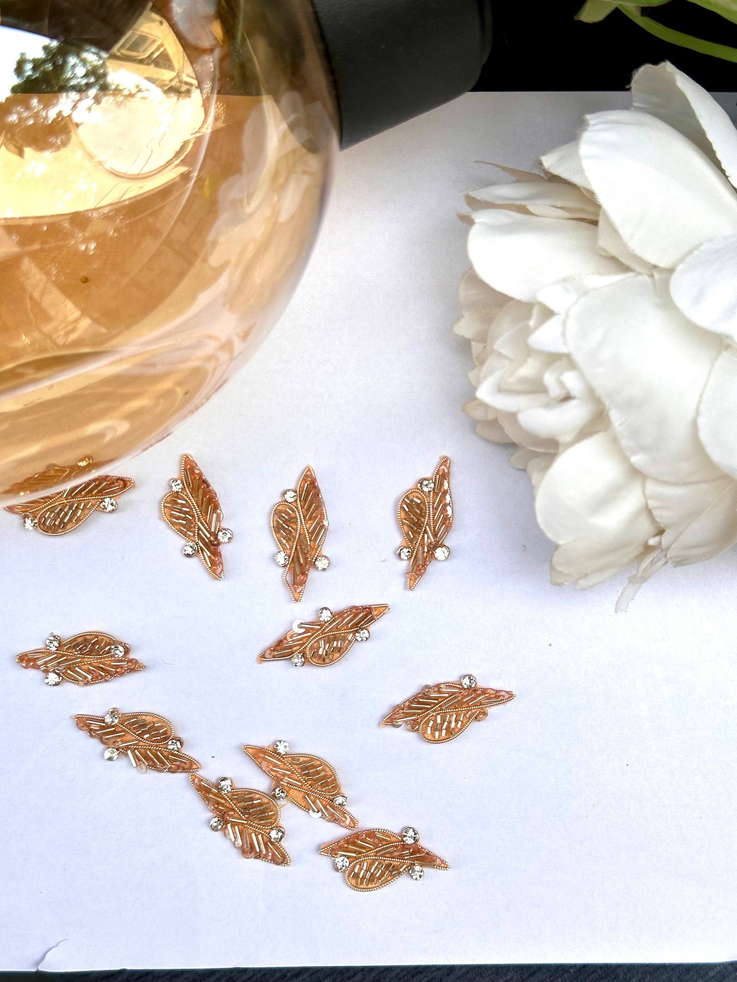Handmade Bullion Applique Patch Metallic Zircon Zardosi Embellished Headband Accessory