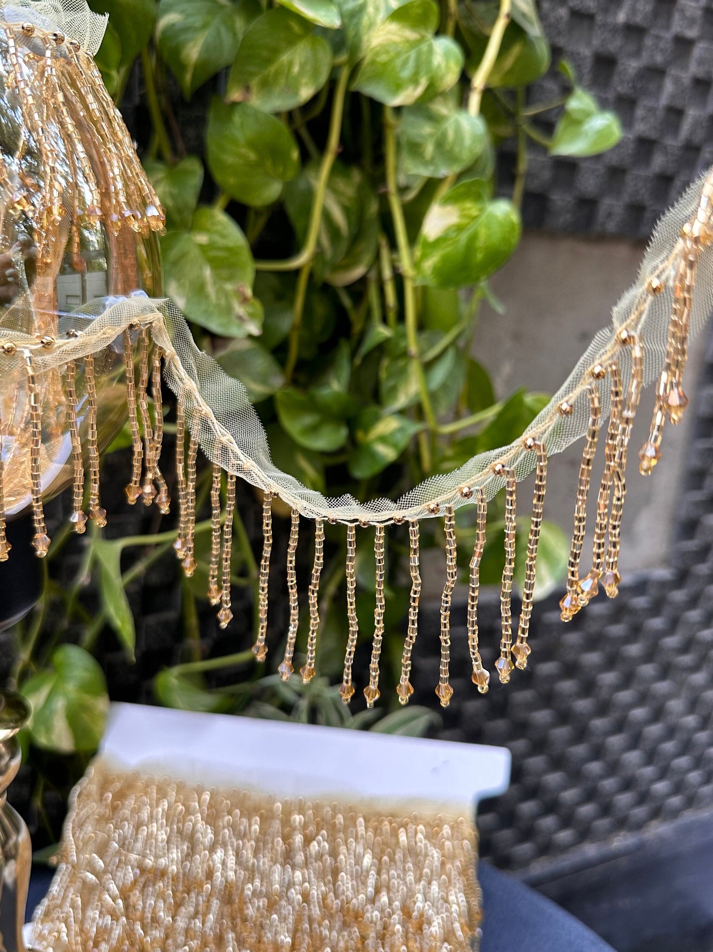 Glass Bead Decorative Tassel Heavy Boho Tassel Wave Crystal Drape Tassel Trim
