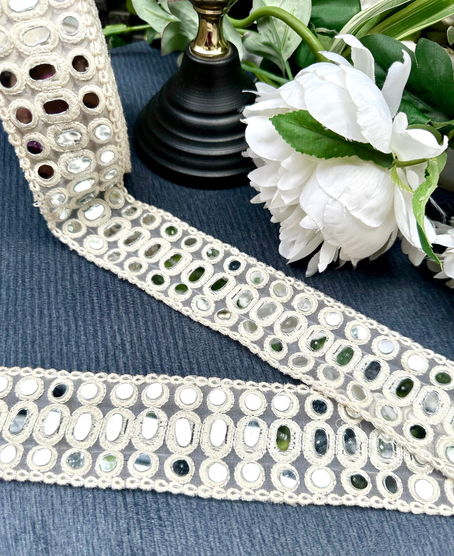White Boho Cotton Lace Trim Mirror Boho Lace For Beach Wedding Dress Bohemian Outfit Crafting Bag Headband Belt Boho Style dreamcatcher Lace