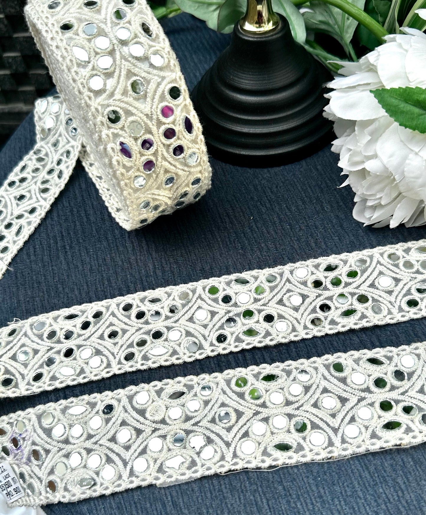 By Yard White Lace Dress Trim Mirror Boho Dress Lace Cotton Fabric Dress Lace For Beach Wedding Boho Dress up Invites Boho Decor Craft