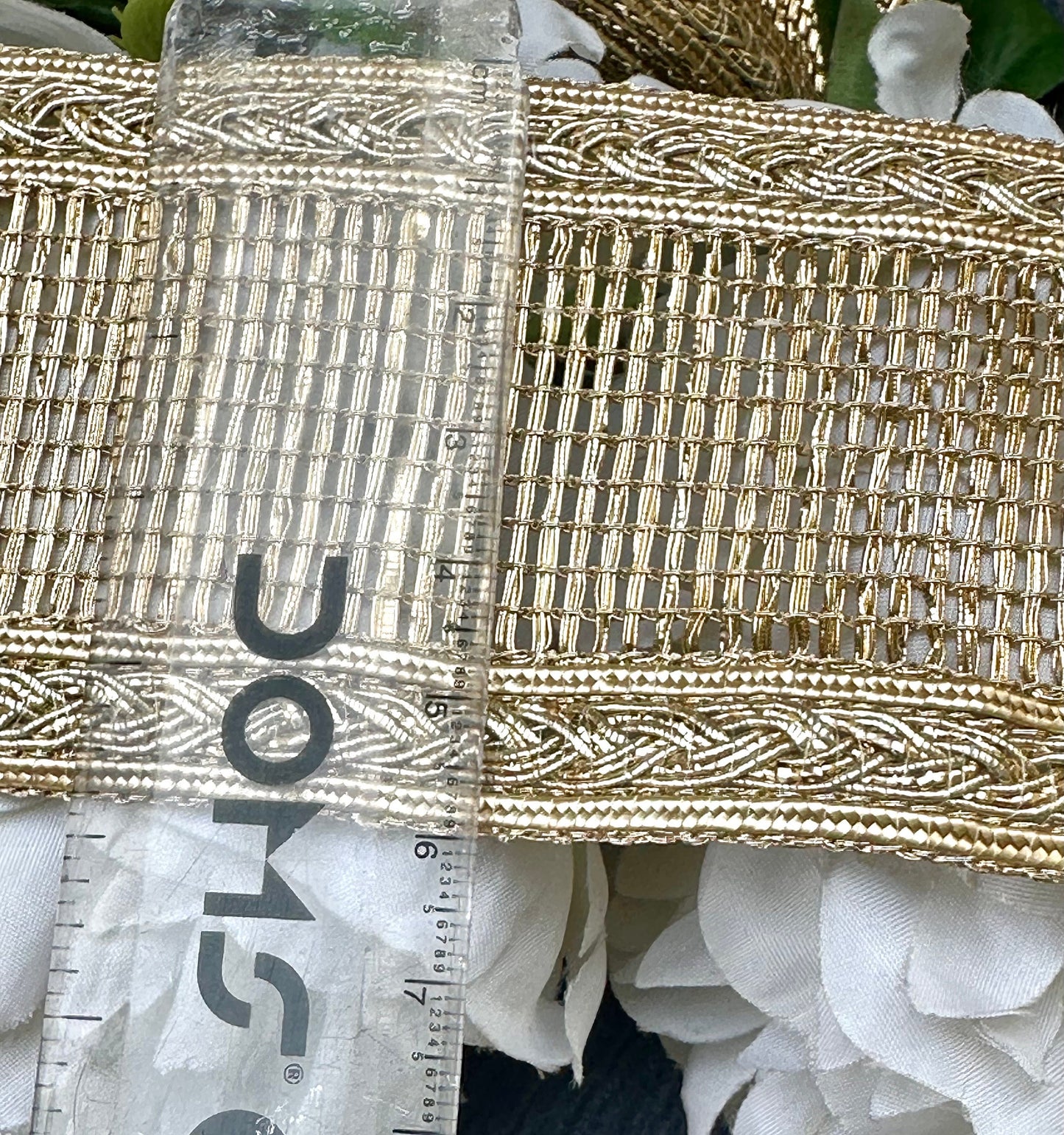 Metallic Gold Woven Lace Fabric Soft Woven Indian Sewing Crafting Ribbon Dupatta Lace