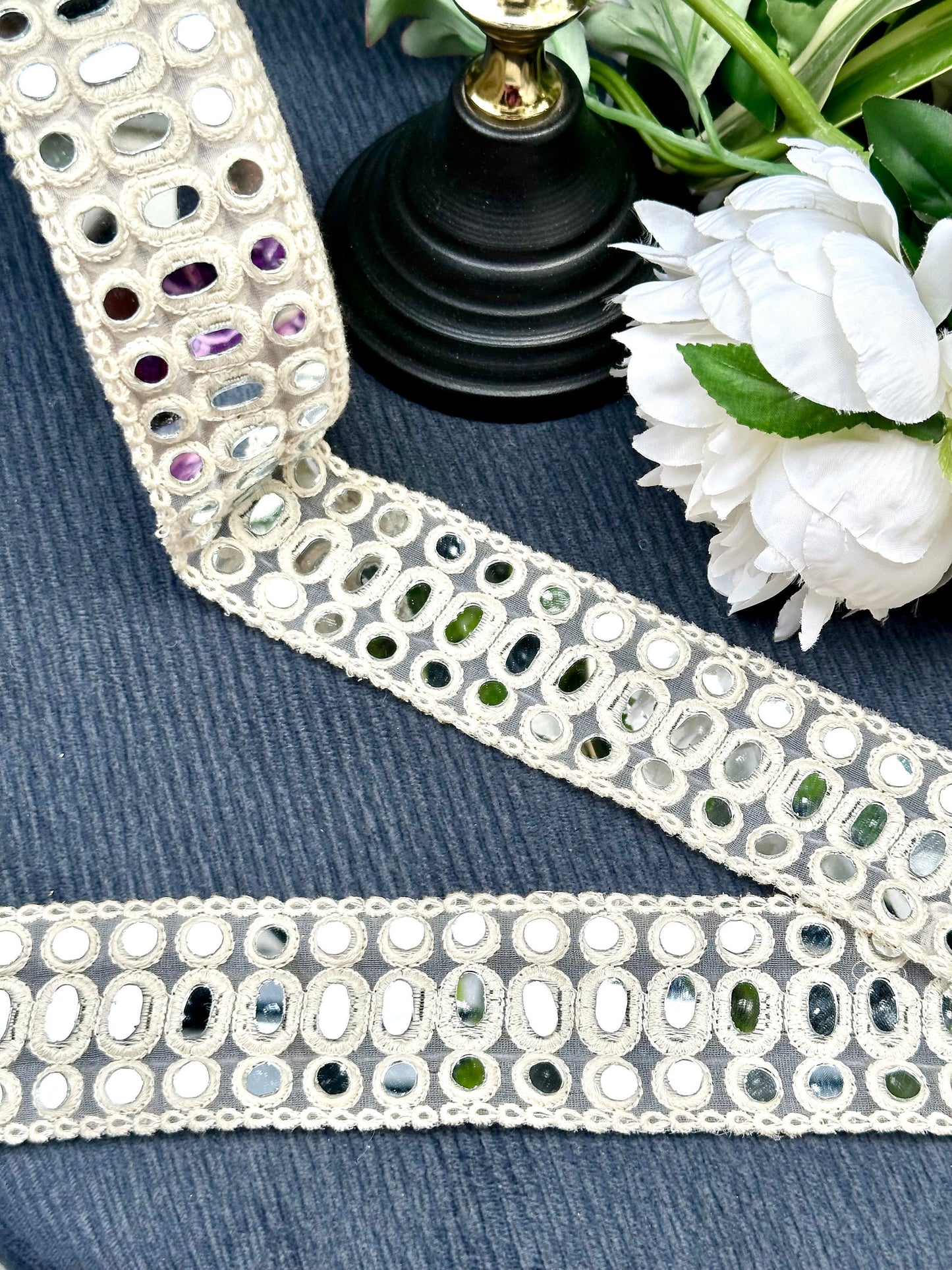 White Boho Cotton Lace Trim Mirror Boho Lace For Beach Wedding Dress Bohemian Outfit Crafting Bag Headband Belt Boho Style dreamcatcher Lace