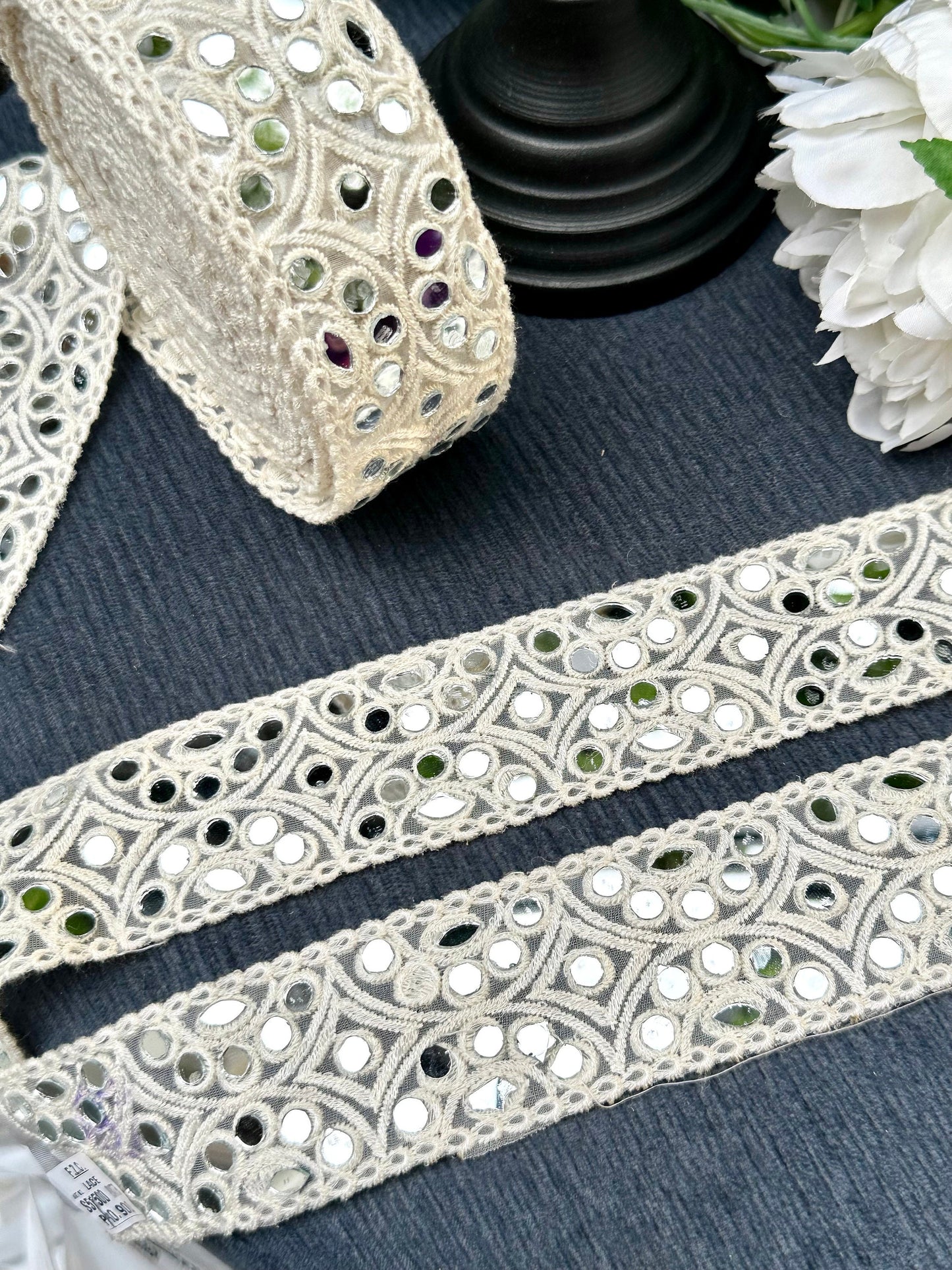 By Yard White Lace Dress Trim Mirror Boho Dress Lace Cotton Fabric Dress Lace For Beach Wedding Boho Dress up Invites Boho Decor Craft