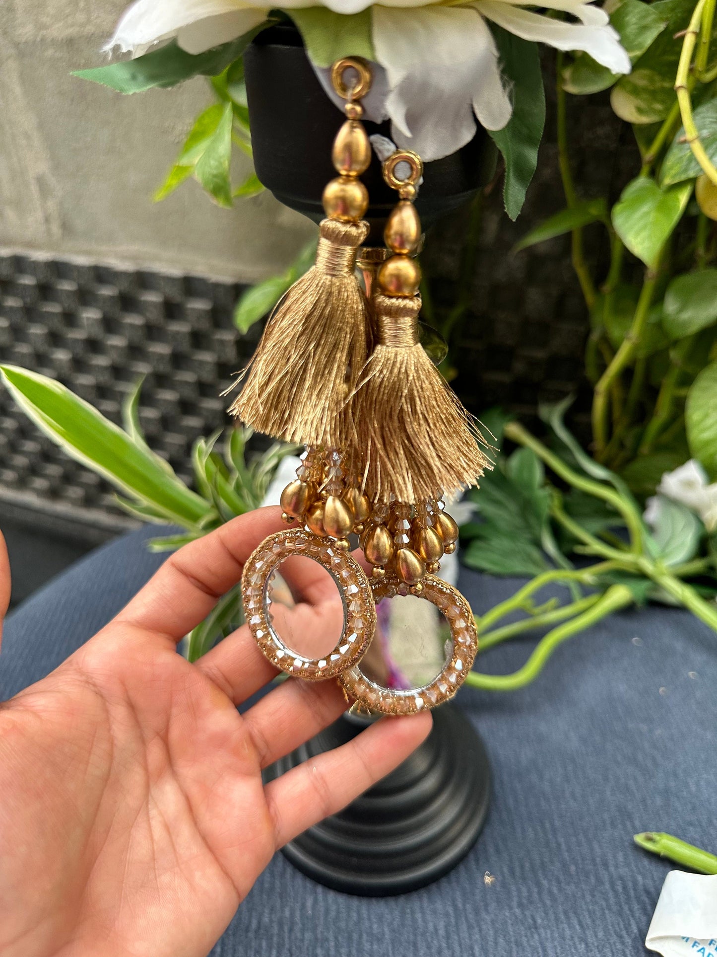 Glam Mirror Tassel Gold