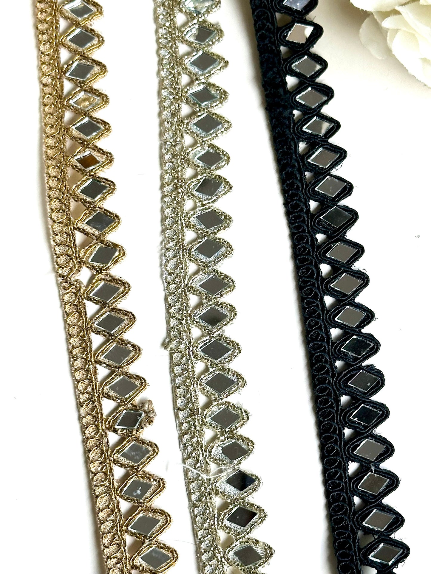 Indian Mirror Fringe Sewing Trim Bead Ribbon Piping Cord & Dupatta Lace