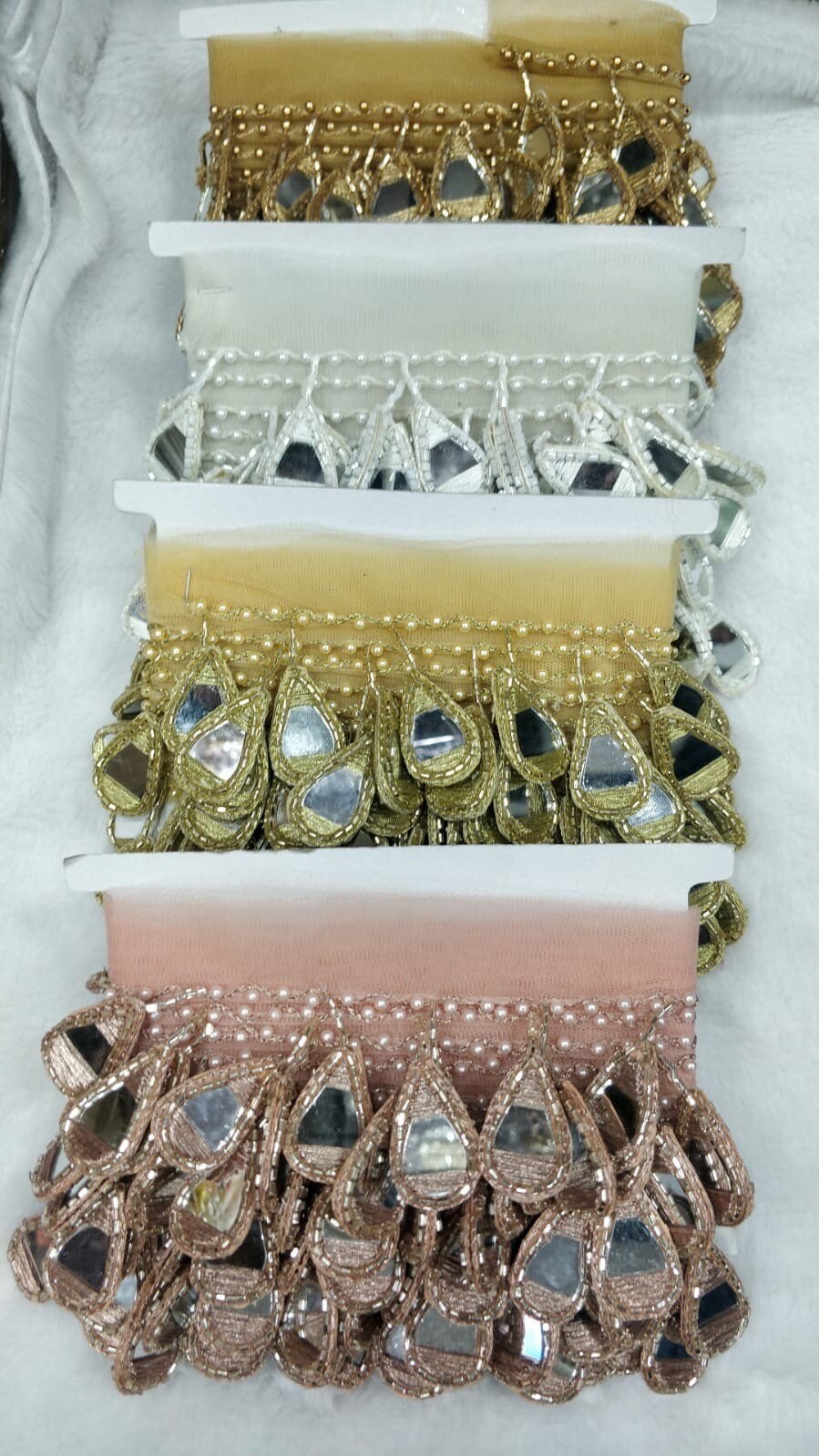 Indian Glass Bead Boho Mirror Tassel Fringe Lace Trim 4.5cm Drop Belly Dance