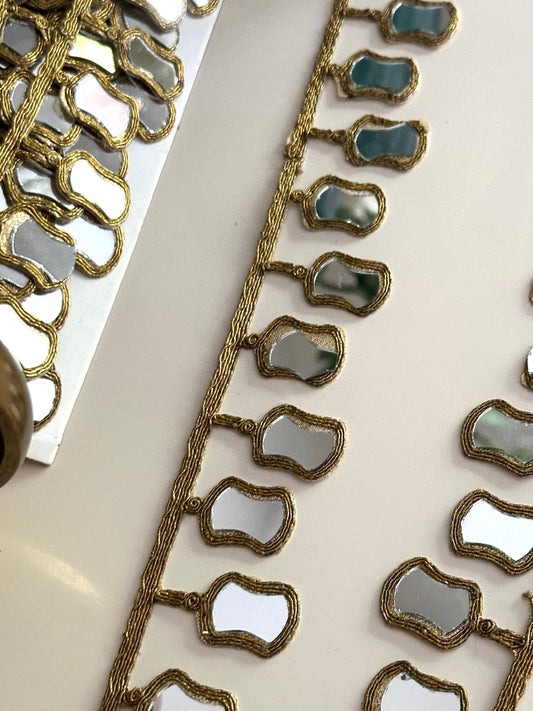 Symmetric Cutwork Mirror Lace Antique Gold