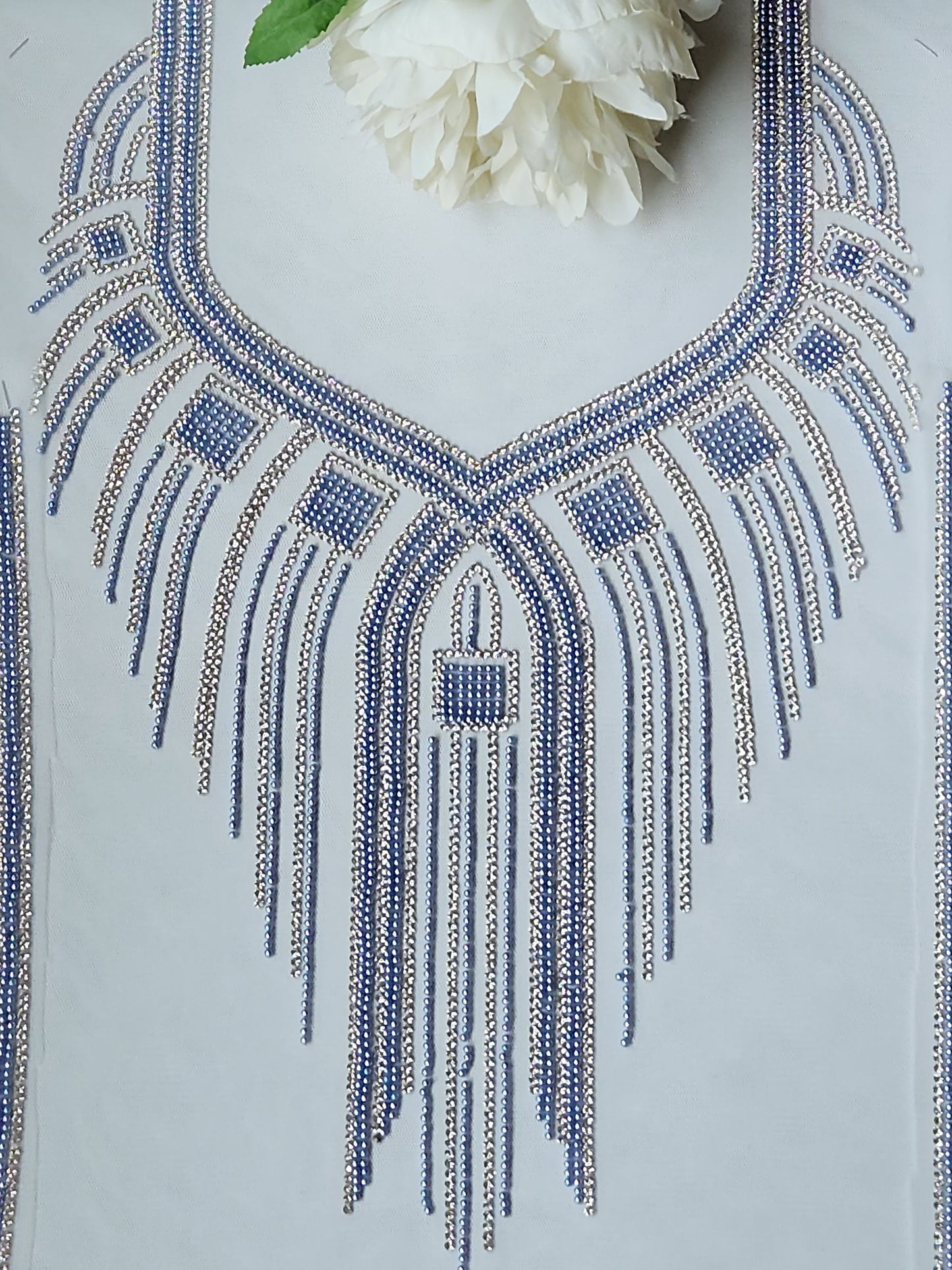 Applique Neckline Patch Zircon Beaded Embroidered Applique