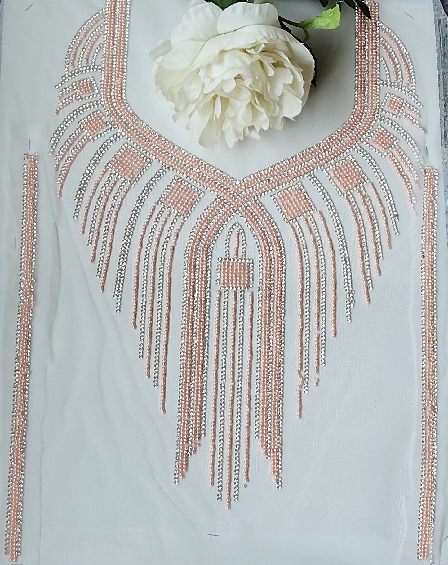 Applique Neckline Patch Zircon Beaded Embroidered Applique