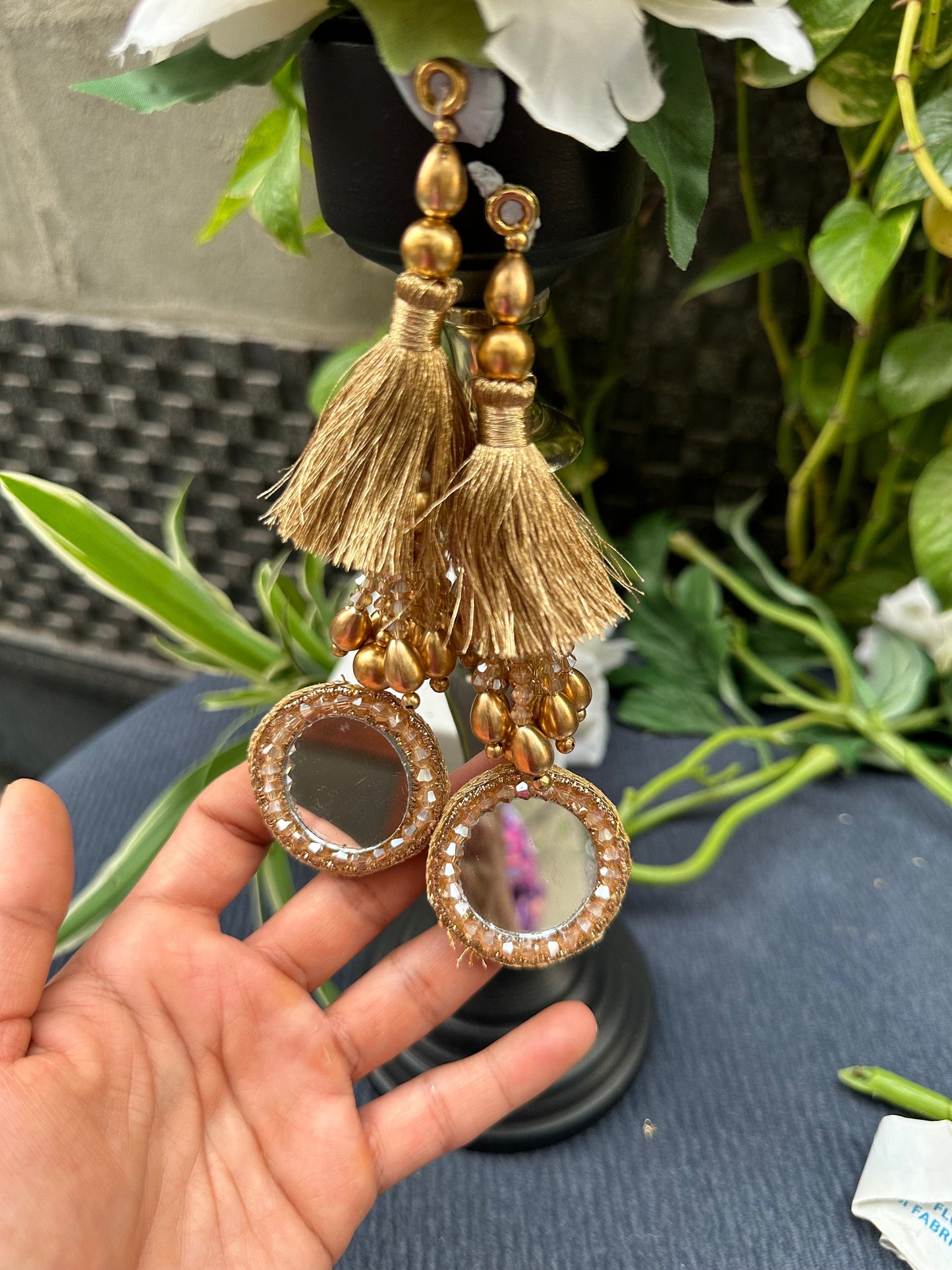 Glam Mirror Tassel Gold
