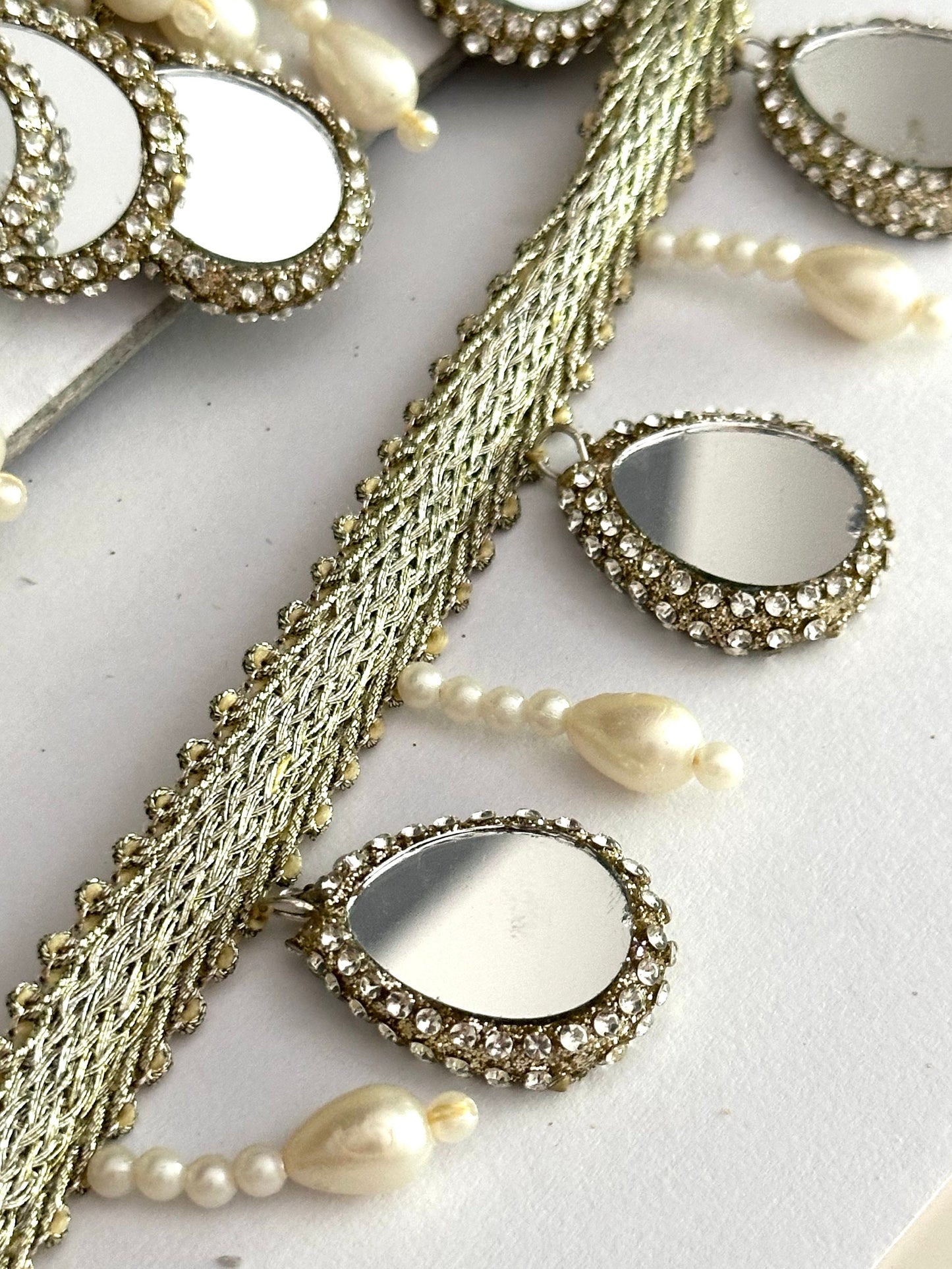 HandCrafted Pearl Decorative Tassel TearDrop Pearl Real Mirror Latkan 5cm