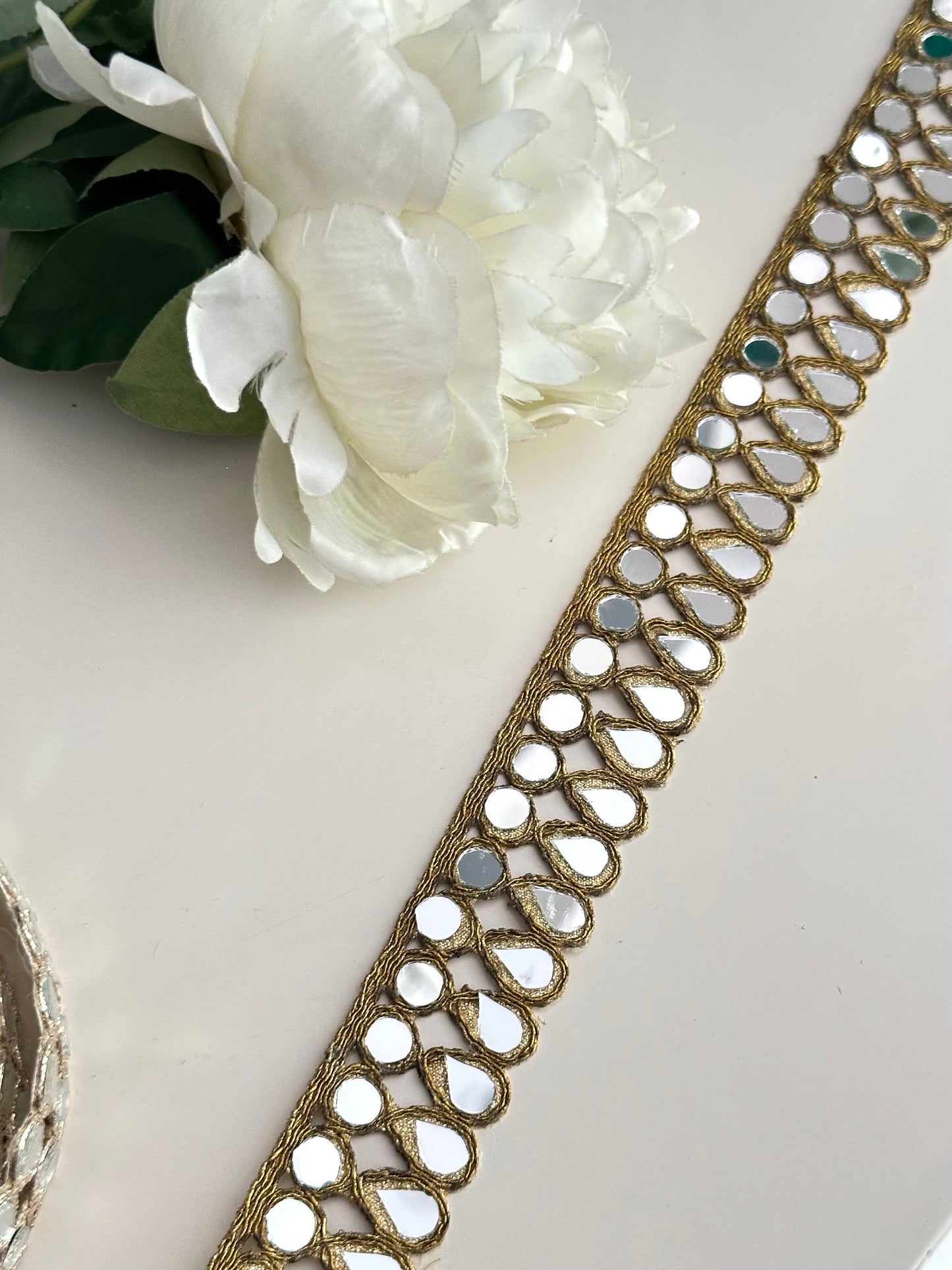 Wedding Dress Decorative TrimmingTear Drop Real Mirror Antique Gold Bridal Belt