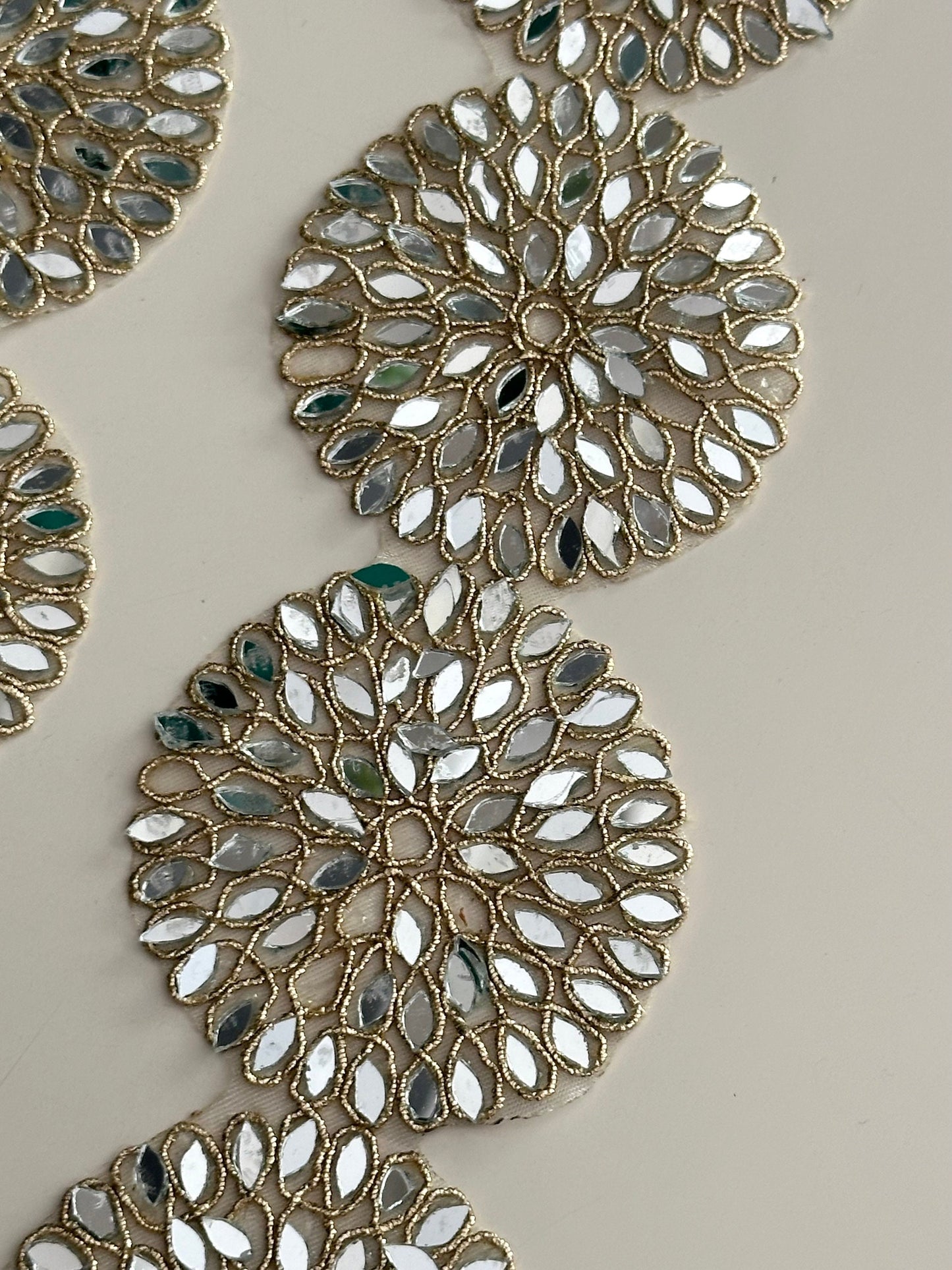 Handcrafted Belt Cutwork Mirror Lace trim Real Mirror Trim For Costume & party festive Dress