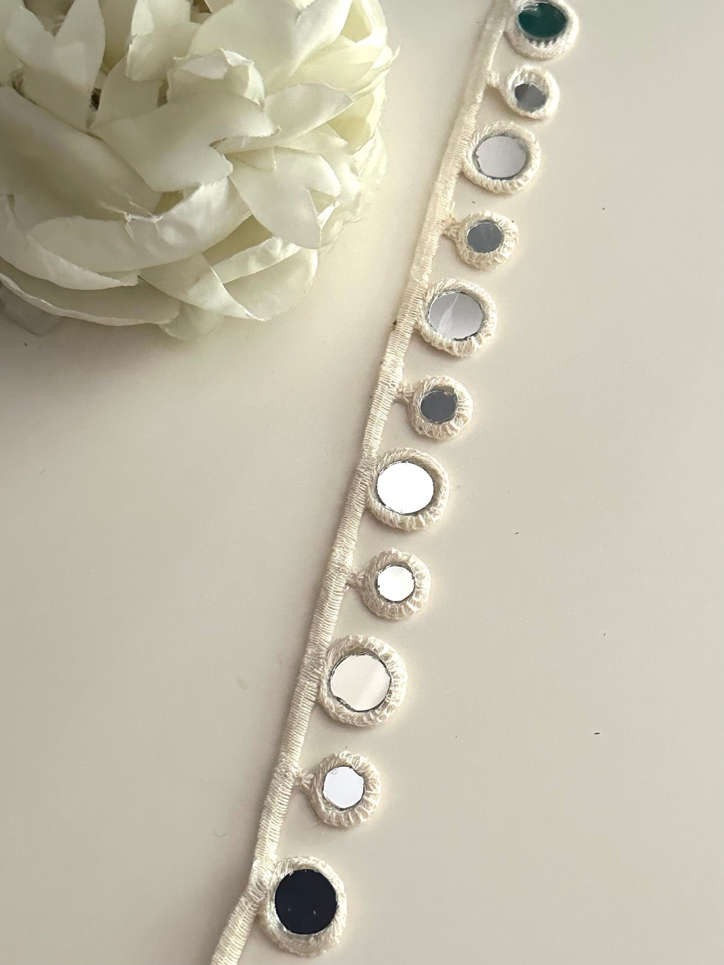 Boho Cotton Geometric Mirror Trim Lace Waist Belts & Choker Accessories