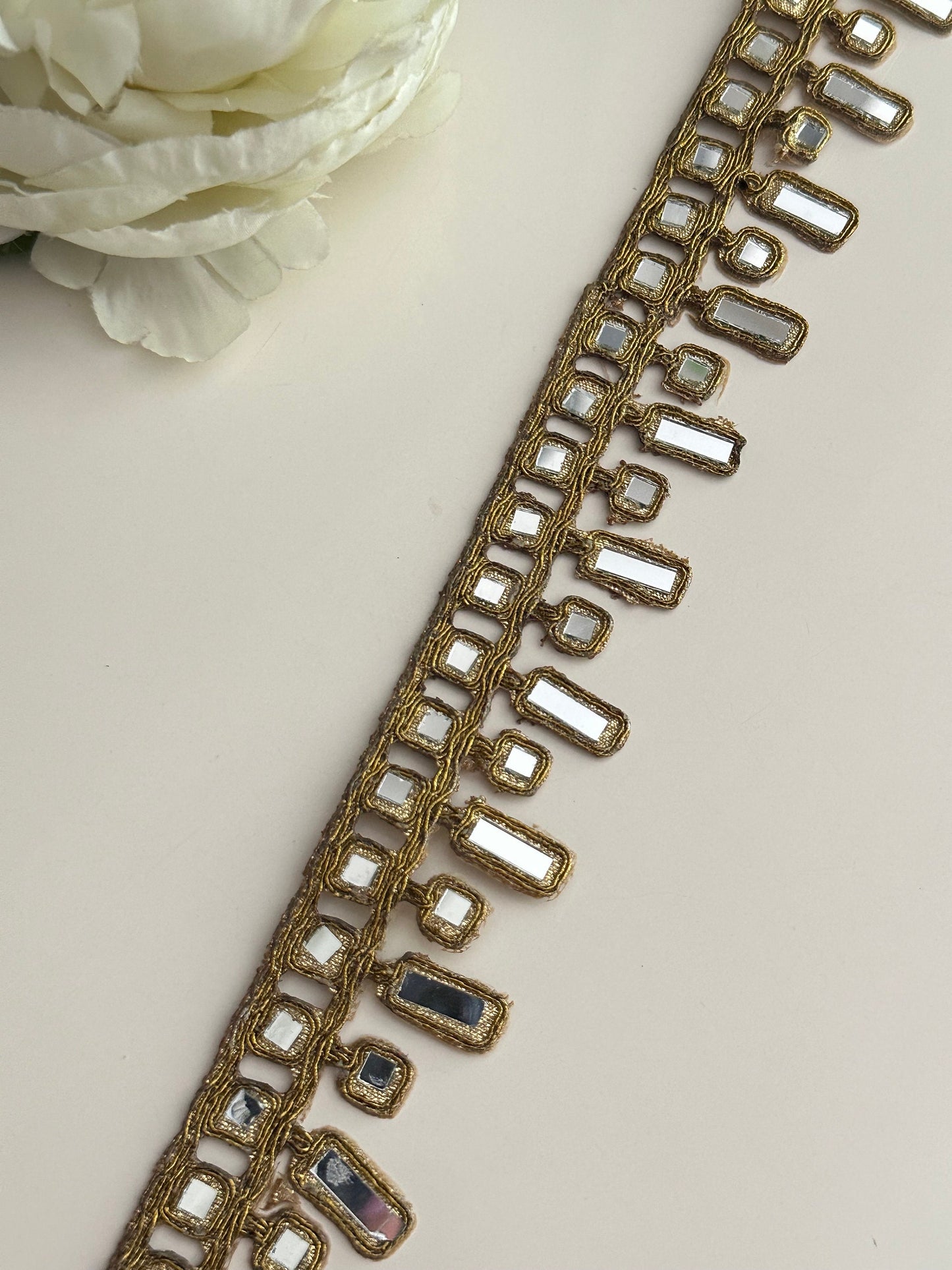 Gold Indian Real Mirror Trim 3cm Bridal Belt Gold Choker Band Wedding Dress