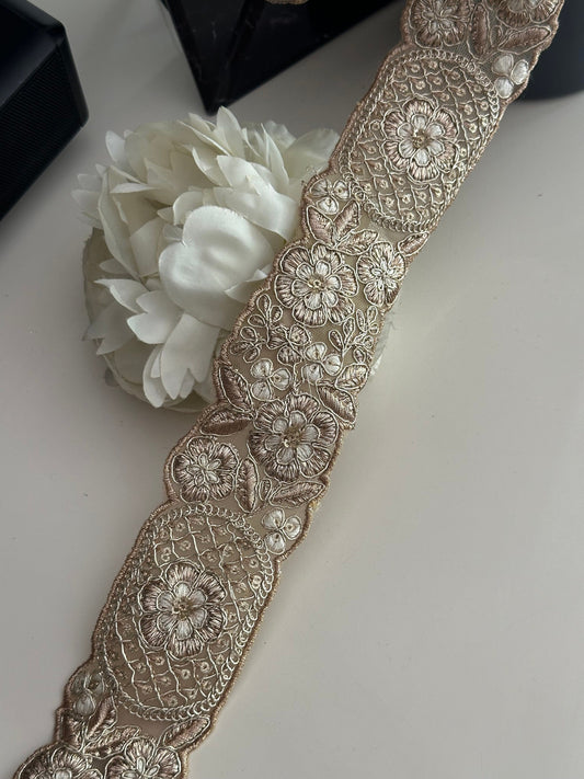 Embroidered Zari Work Pale Gold