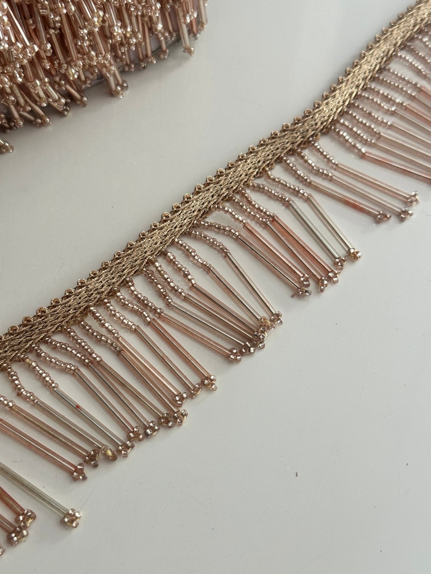 Rose Gold Glass Bead Tassel Trim Decorative Latkan Cinta Espejo Boho Tassel