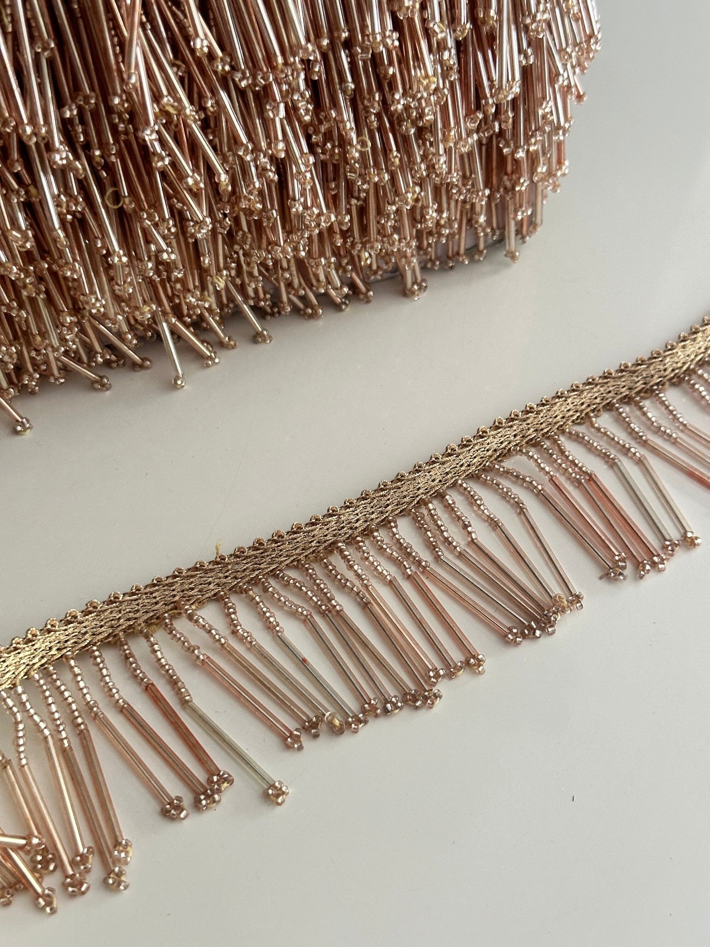Rose Gold Glass Bead Tassel Trim Decorative Latkan Cinta Espejo Boho Tassel