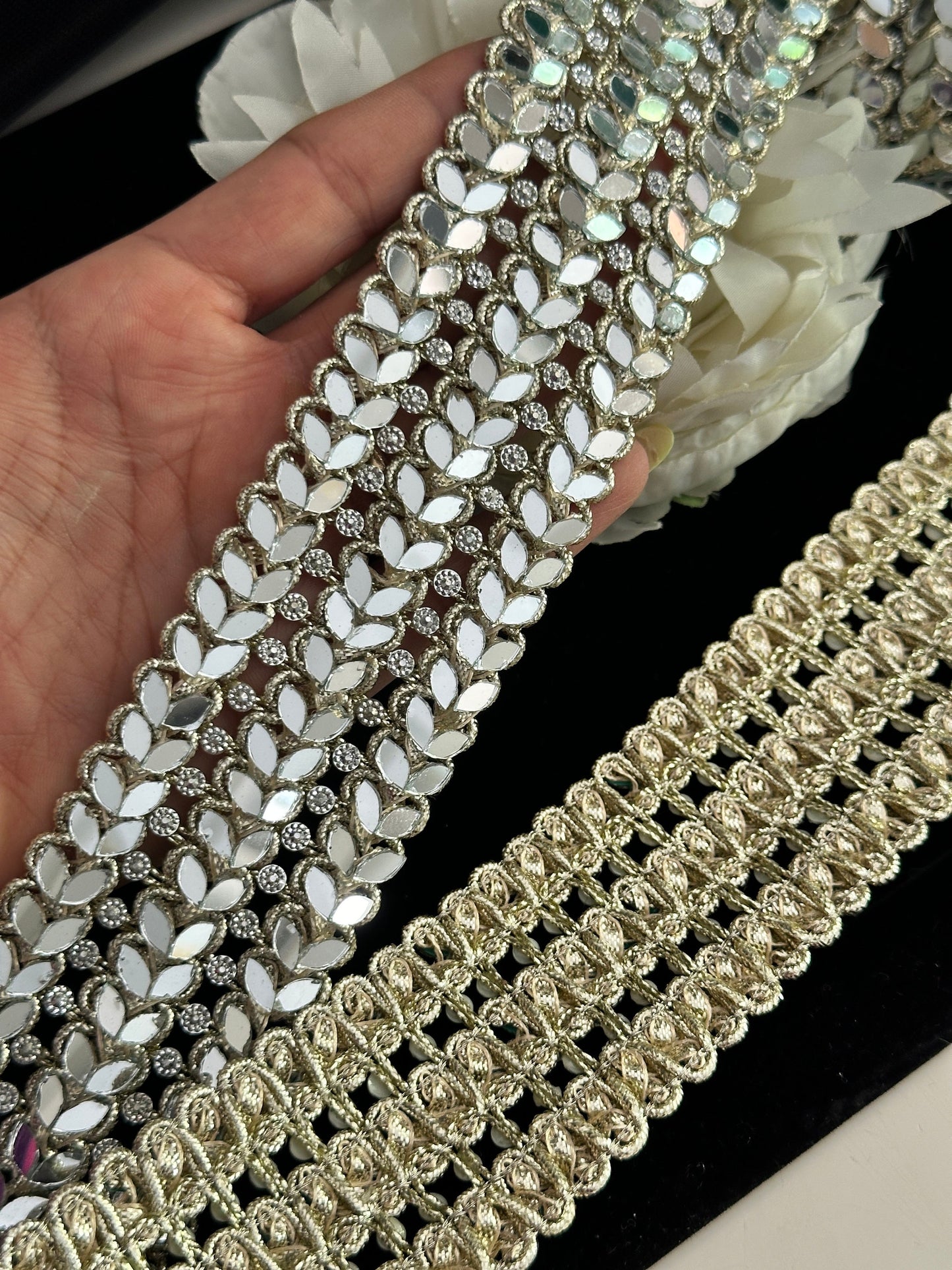 Sparkly Gold Mirror HandCrafted Bridal Belt Sash for Wedding Dress Festive