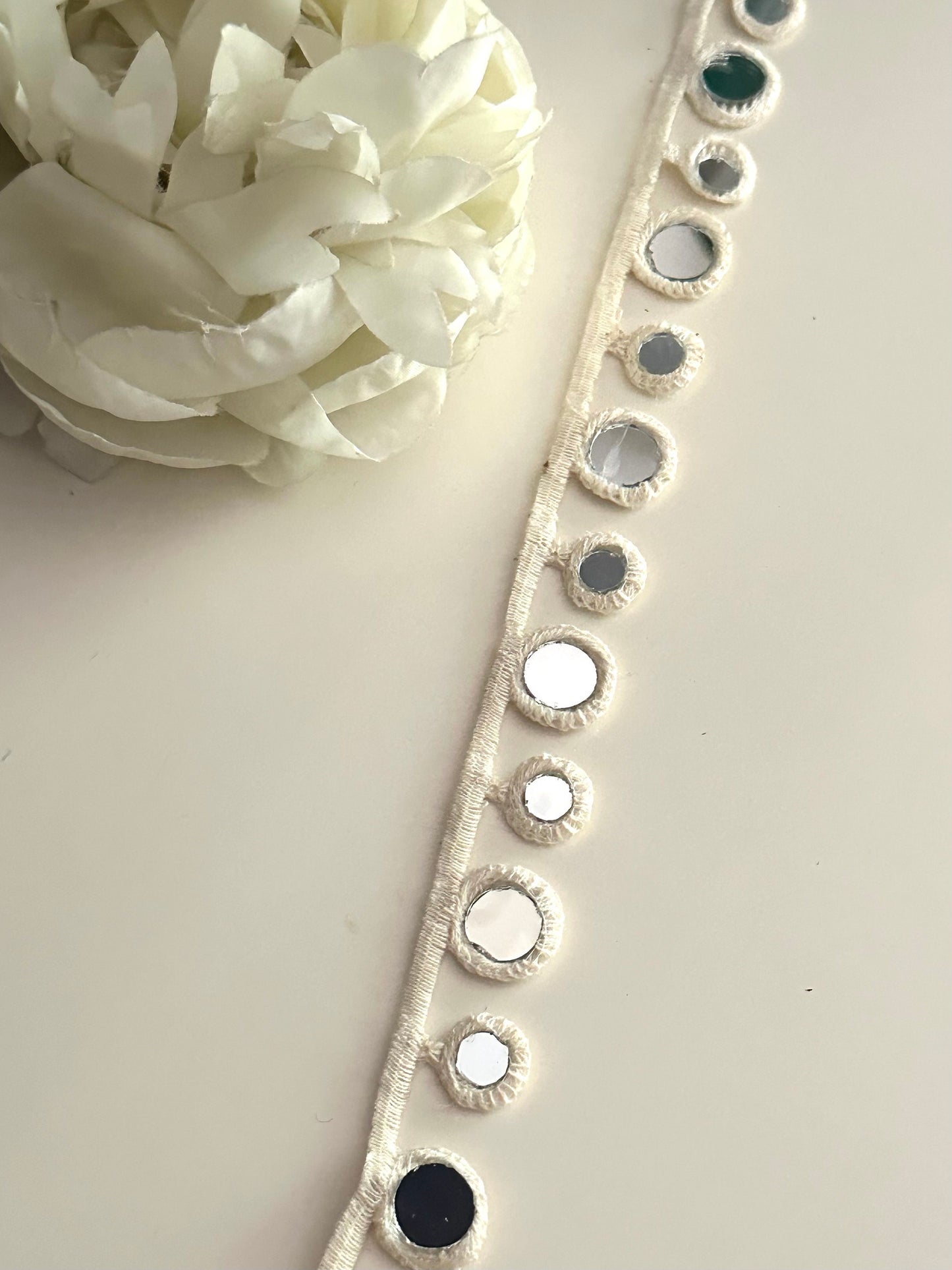 Boho Cotton Geometric Mirror Trim Lace Waist Belts & Choker Accessories