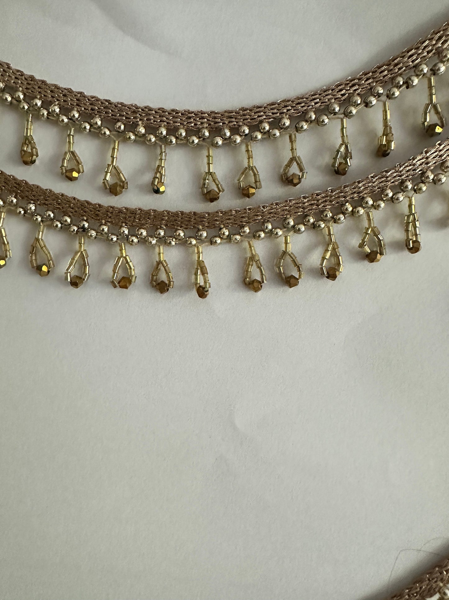 Gold Glass Bead Tassel Decorative Pendant Tassel Wedding Trim Bridal Belt Tassel