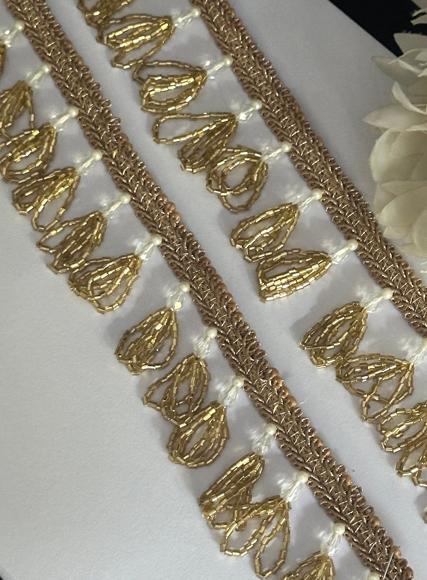 Pearl Cutdana Decorative Tassel Pendant Latkan Tassel Trim Boho Tassel Trim