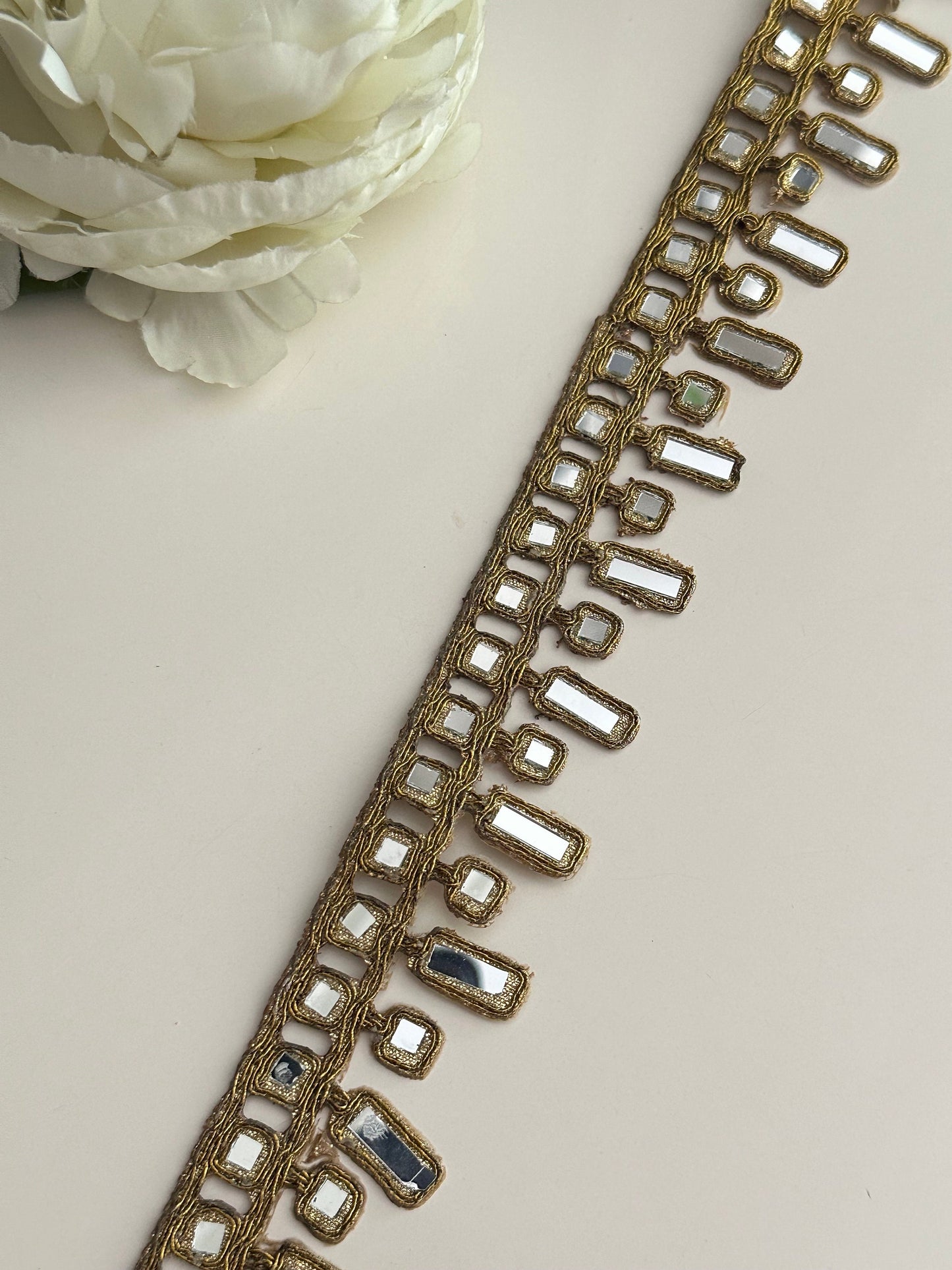 Gold Indian Real Mirror Trim 3cm Bridal Belt Gold Choker Band Wedding Dress