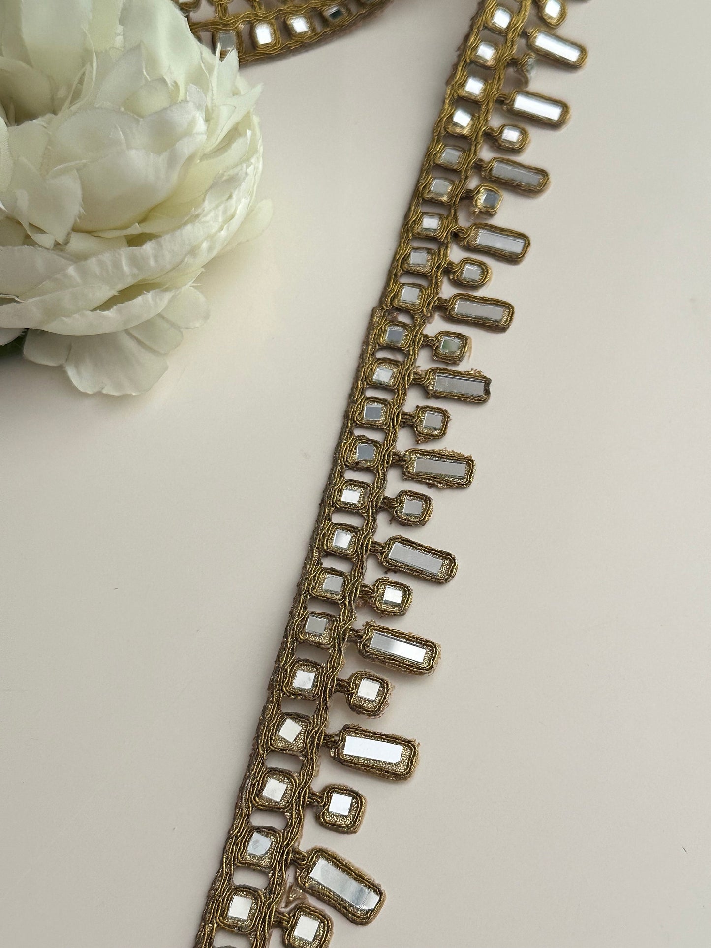 Gold Indian Real Mirror Trim 3cm Bridal Belt Gold Choker Band Wedding Dress