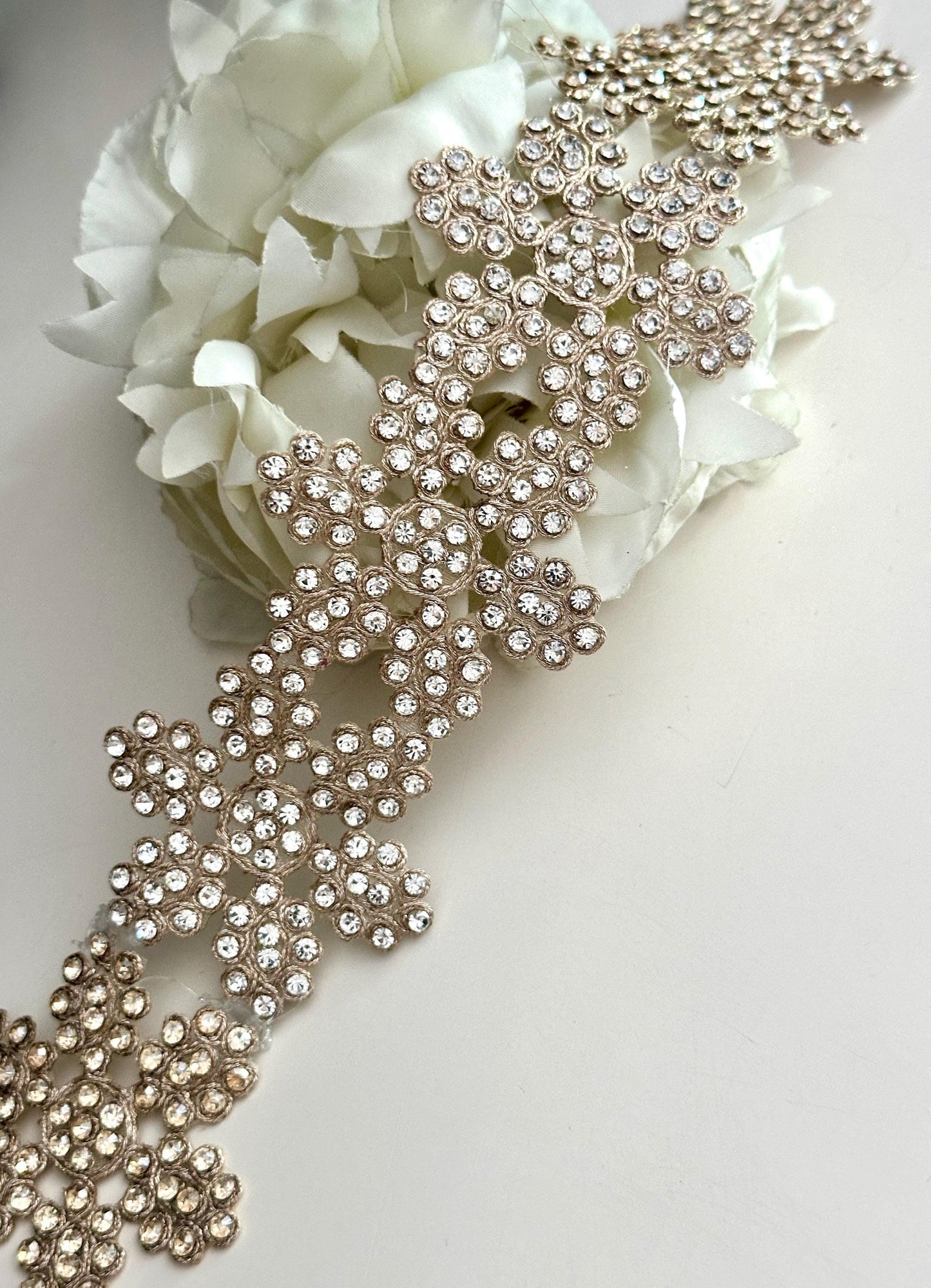 Dual Colour Handmade Border Zircon Edging Zari Embellished Indian Ribbon