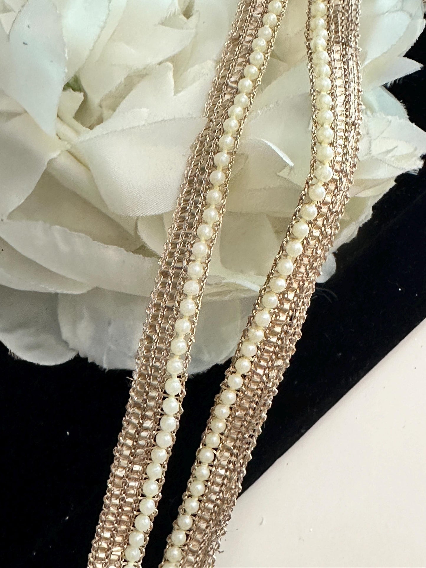 Pearl Seed Indian Lace Gold Edging Crafting Lace Thin 0.5cm Sari Dupatta Trim