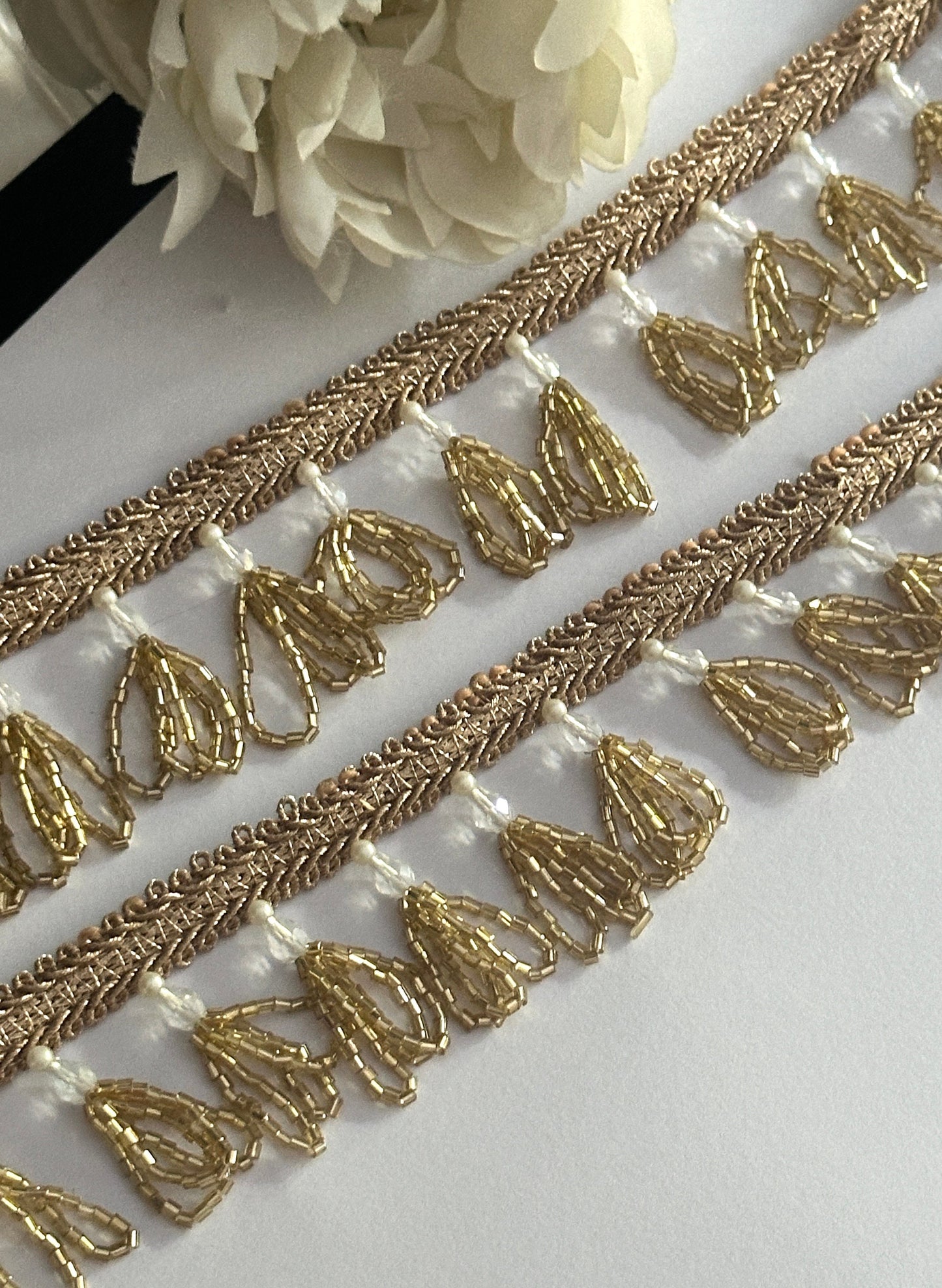 Pearl Cutdana Decorative Tassel Pendant Latkan Tassel Trim Boho Tassel Trim