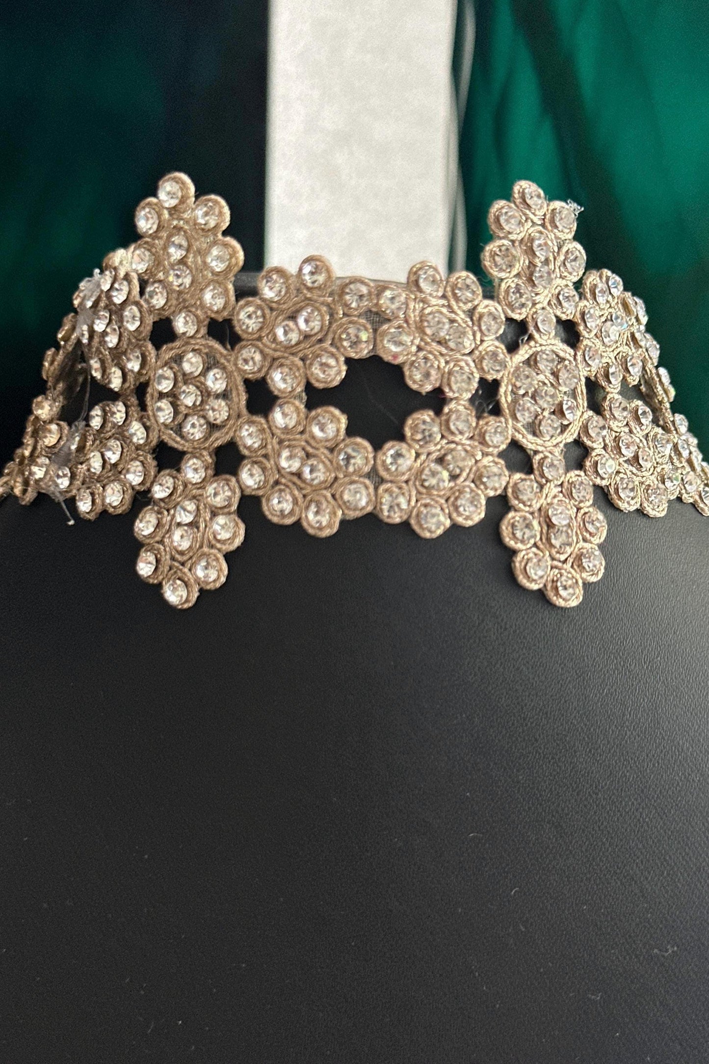 Dual Colour Handmade Border Zircon Edging Zari Embellished Indian Ribbon