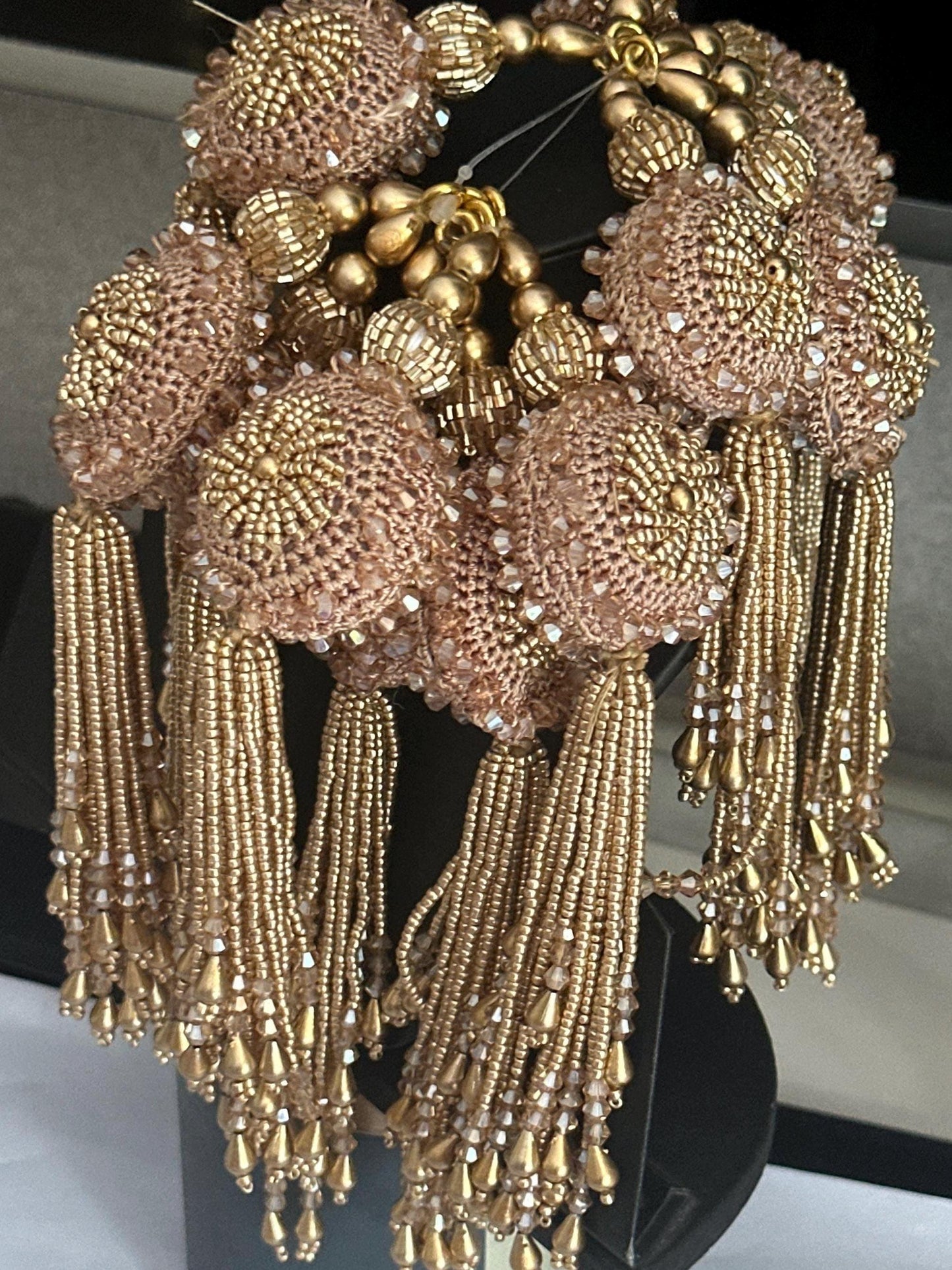Beaded Decorative Crochet Tassel Pearl Glass Bead Curtain Hanging Indian Tassel