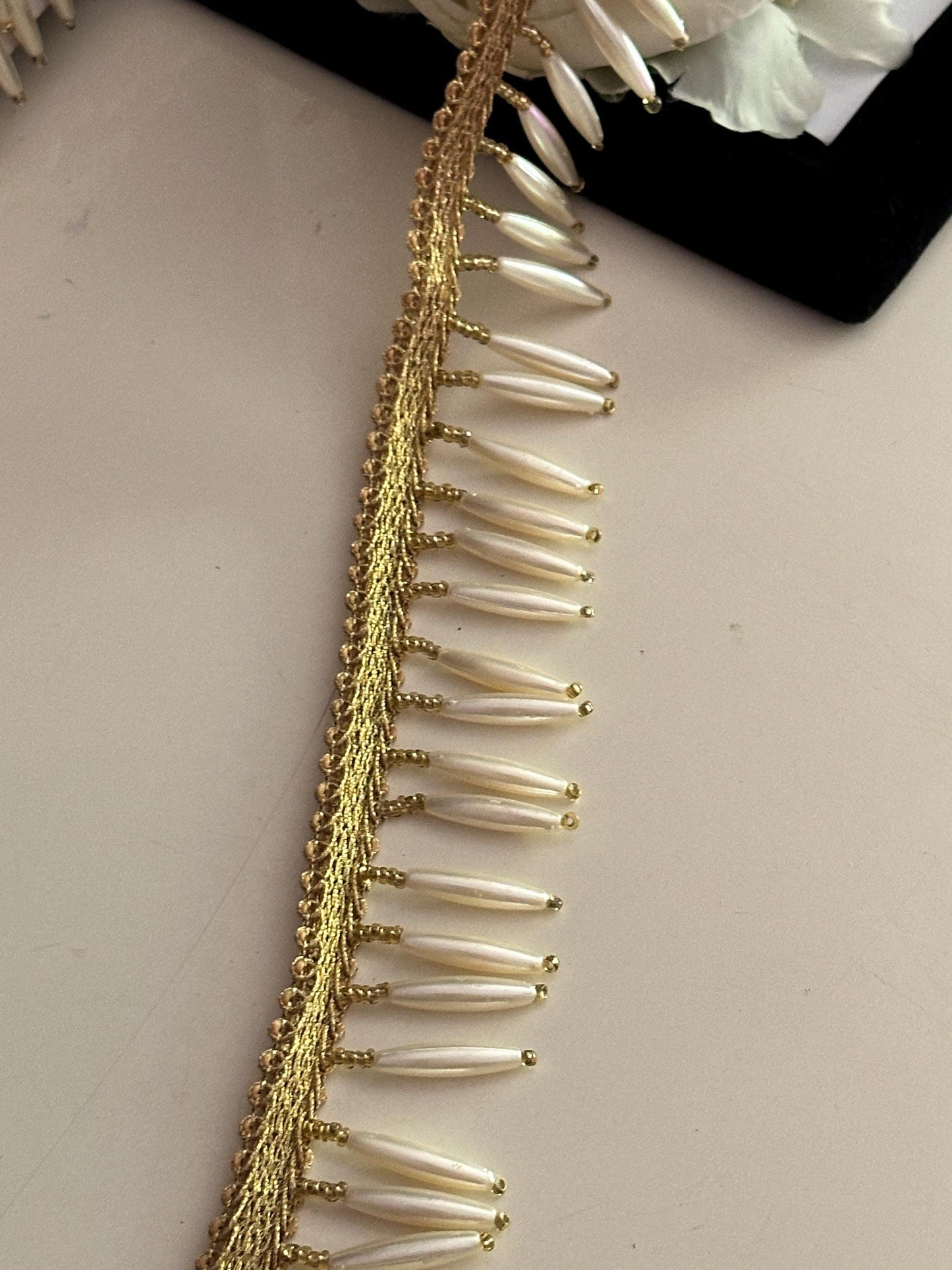 Glass Bead Pearl Decorative Tassel Trim 4cm Bohemian Pearl Tassel Latkan