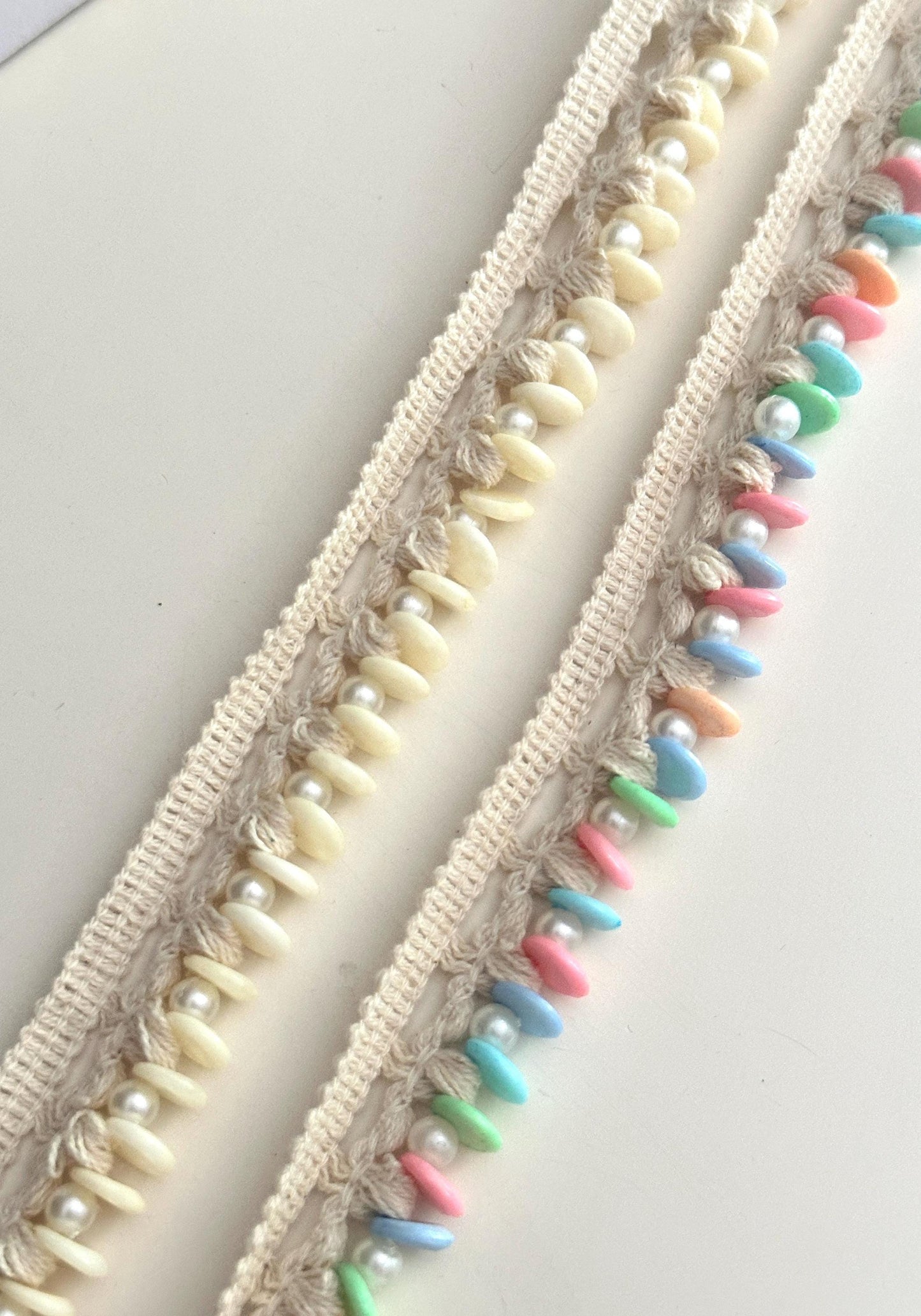 Pearl Stone Beaded Trim Edging Dupatta Lace Indian Embroidered Ribbon Pearl Embellished Boho White & Colorful DIY