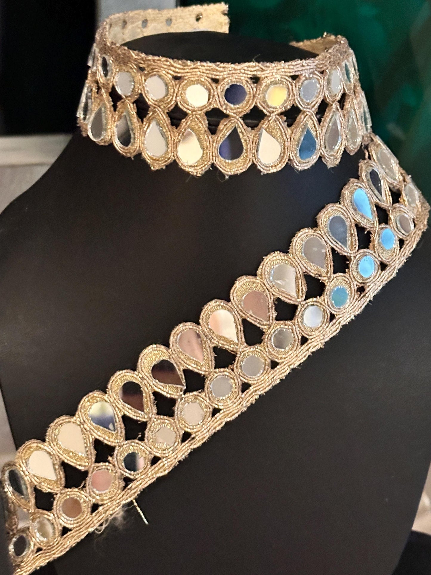 Tear Drop Real Mirror Trim 3cm by Yard Rose Gold Bridal Belt Wedding Dress