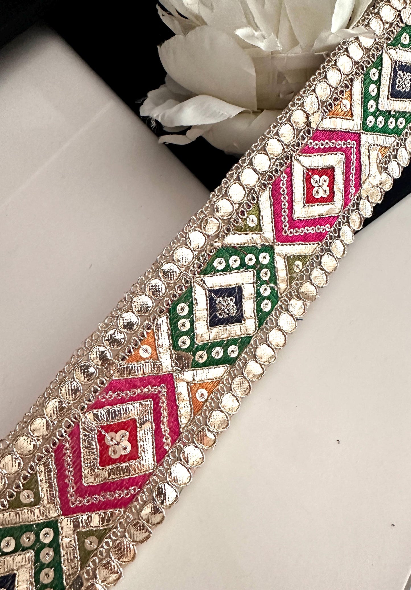 Gota Zari Handcrafted Colourful Indian Embroidery Trim Traditional Gota Work 6.5cm