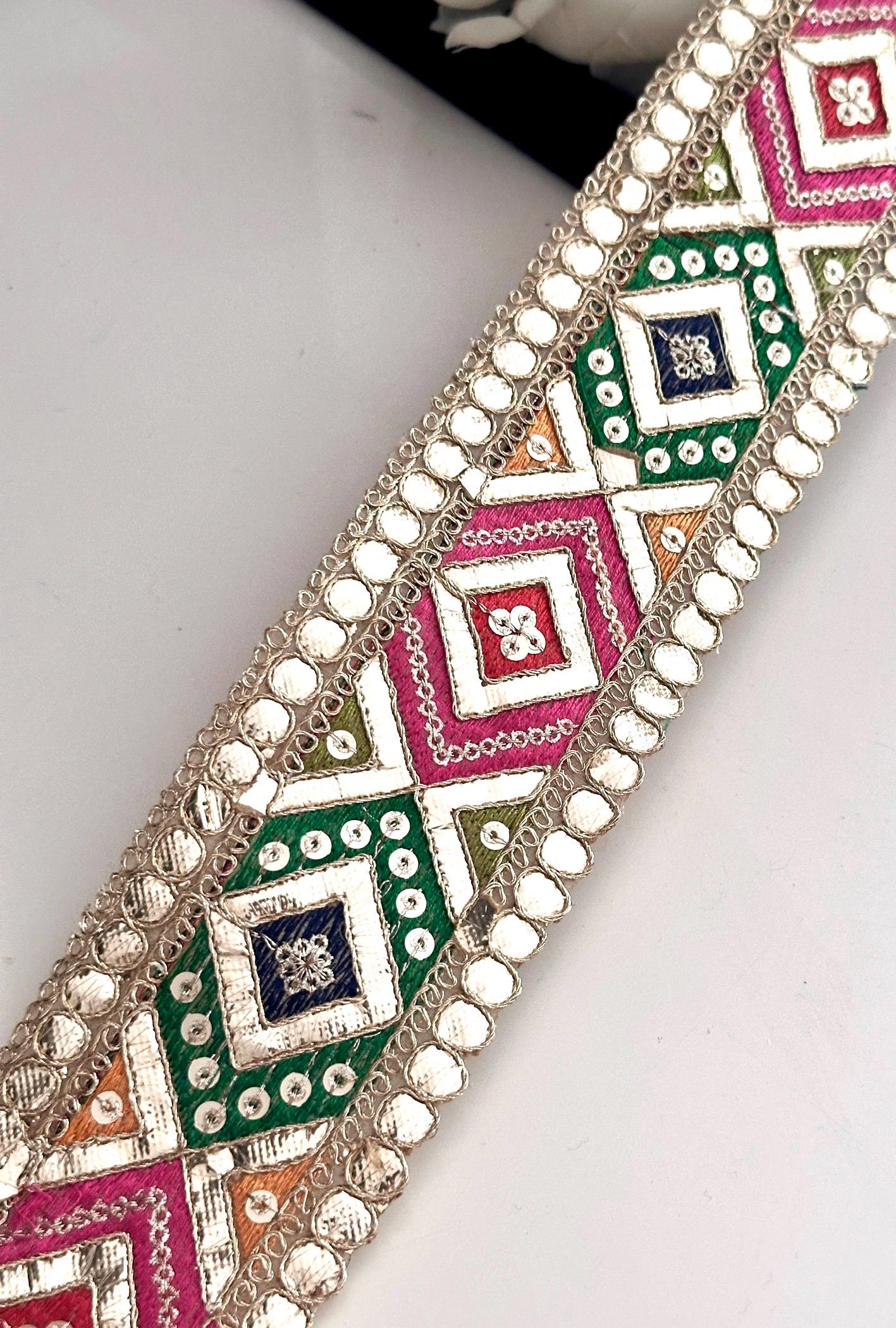 Gota Zari Handcrafted Colourful Indian Embroidery Trim Traditional Gota Work 6.5cm
