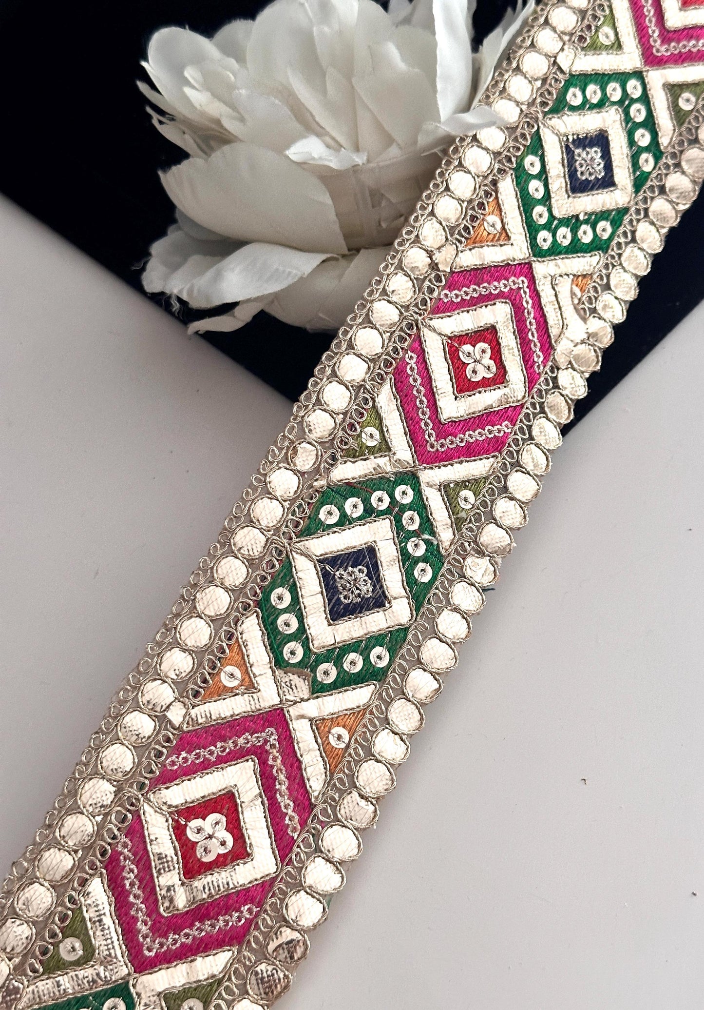 Gota Zari Handcrafted Colourful Indian Embroidery Trim Traditional Gota Work 6.5cm