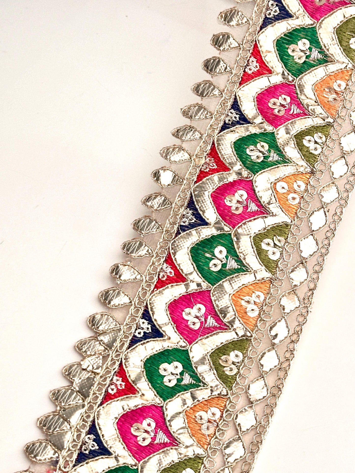 Gota Zari Sequence Taditional Indian Embroidery Trim 8cm for Sari Dupatta Borders
