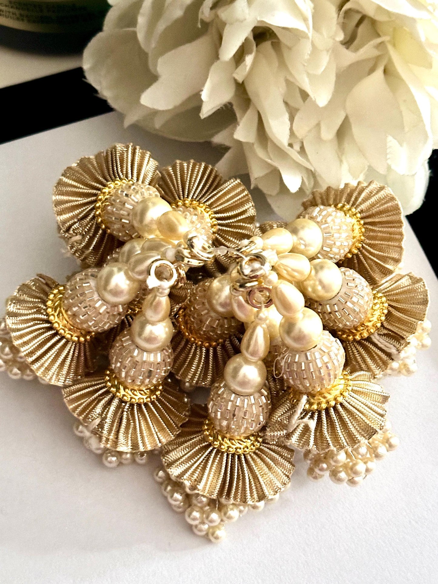 Gota Handwork Pearl crystal Decorative Tassel Multi String Latkan Bridal Lehenga