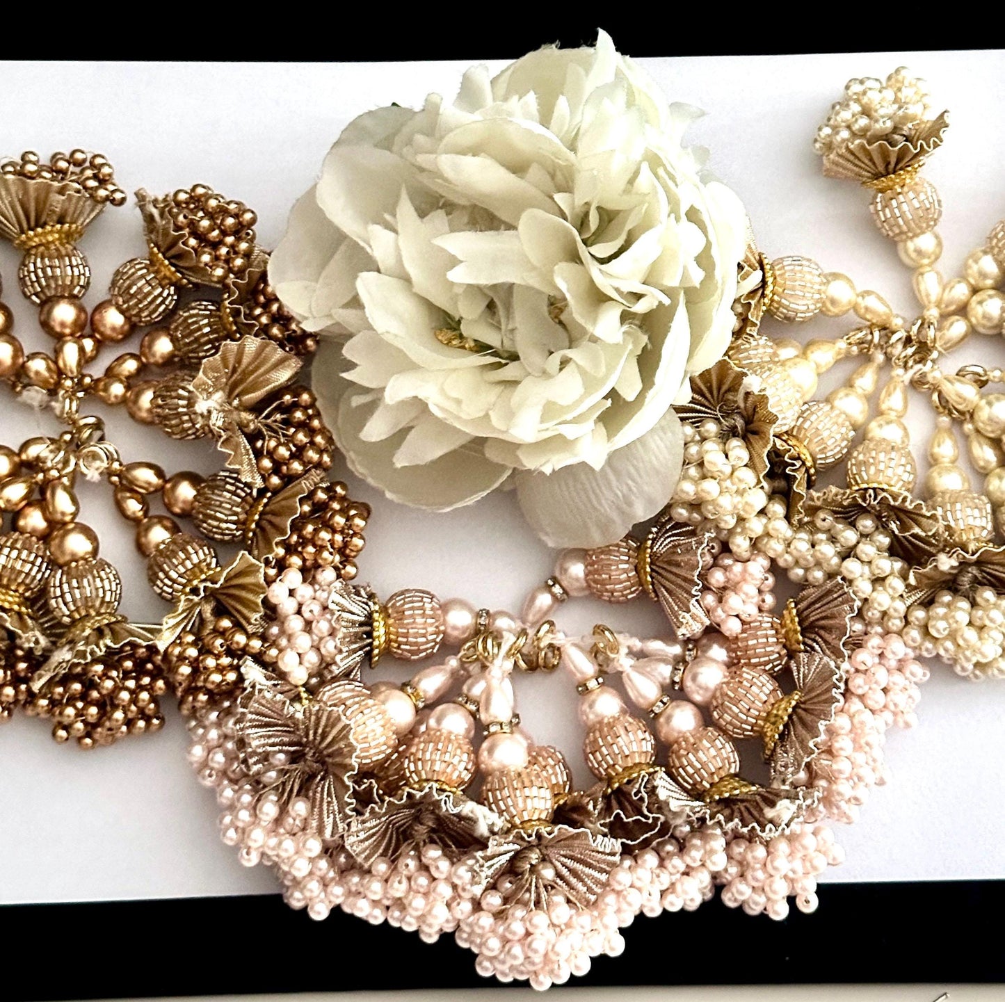 Gota Handwork Pearl crystal Decorative Tassel Multi String Latkan Bridal Lehenga