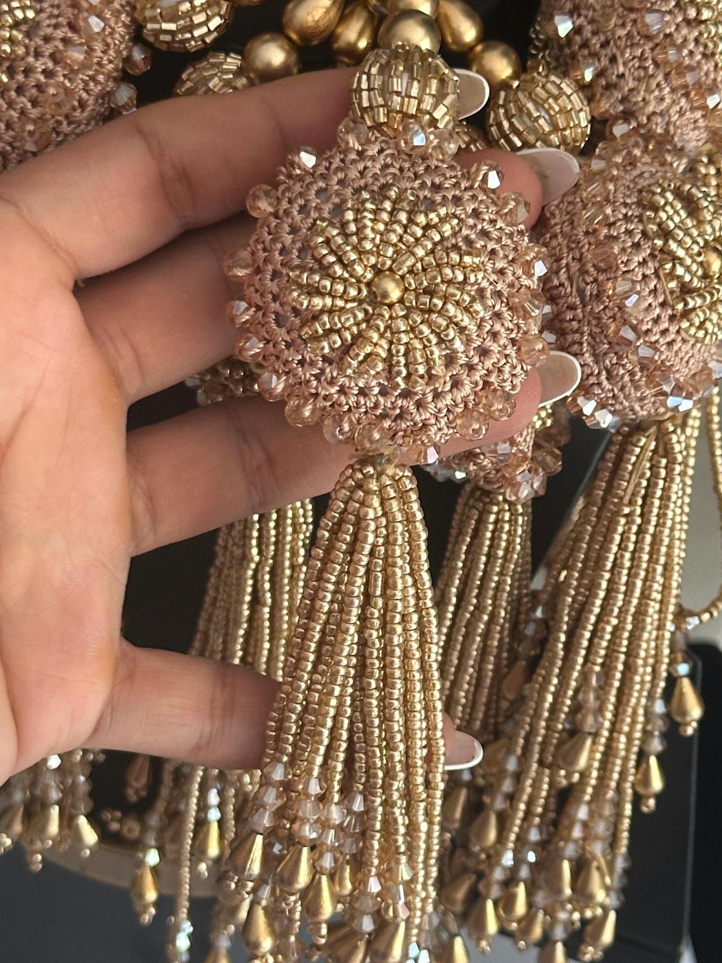 Beaded Decorative Crochet Tassel Pearl Glass Bead Curtain Hanging Indian Tassel