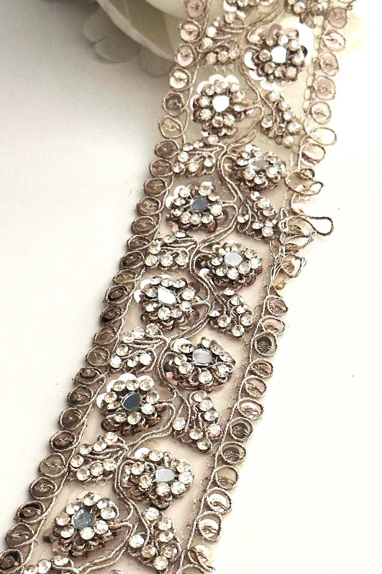 Floral Sheer Embroidery Trim