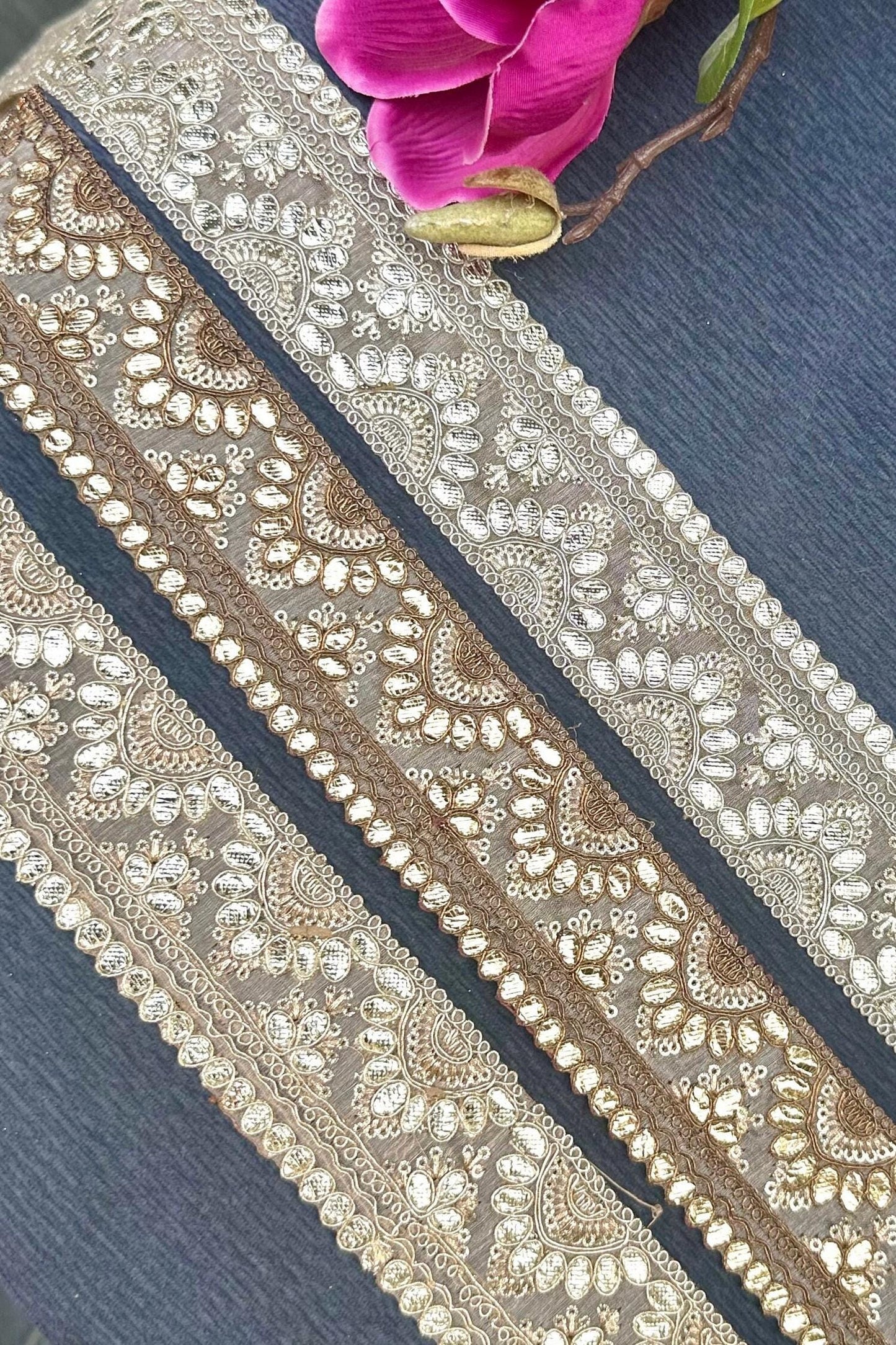 Gota Patti Embroidered Indian Border 5cm Bridal Belt Wedding Dress Decorative Indian Lace