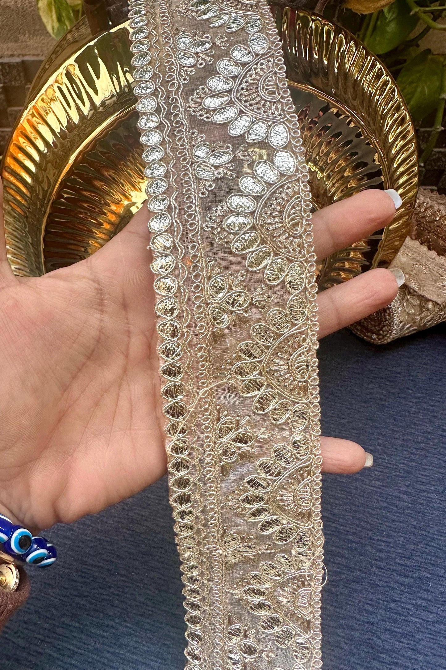 Gota Patti Embroidered Indian Border 5cm Bridal Belt Wedding Dress Decorative Indian Lace