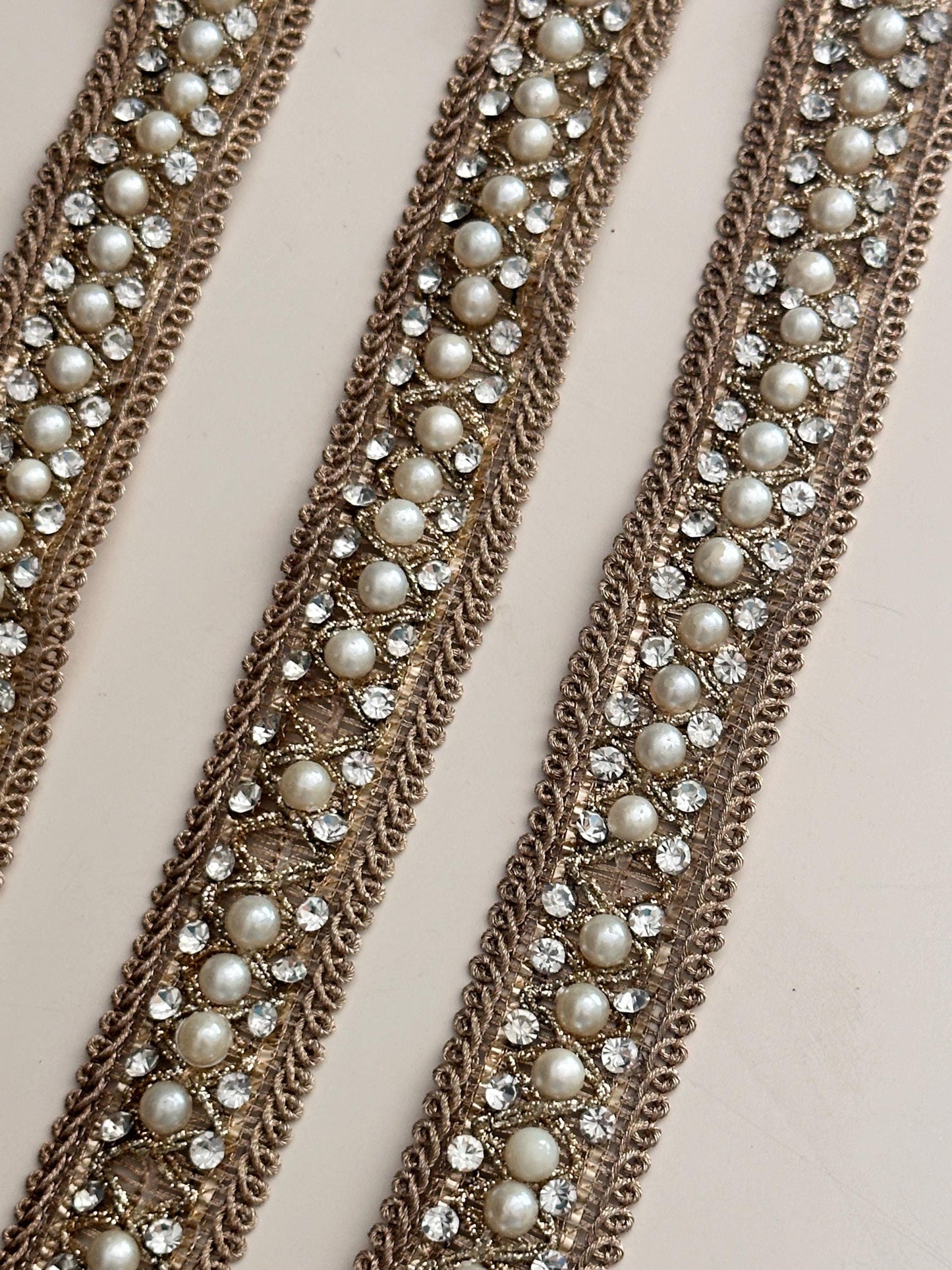 Indian lace zircon antique zari embroidered lace trim Pearl embellished